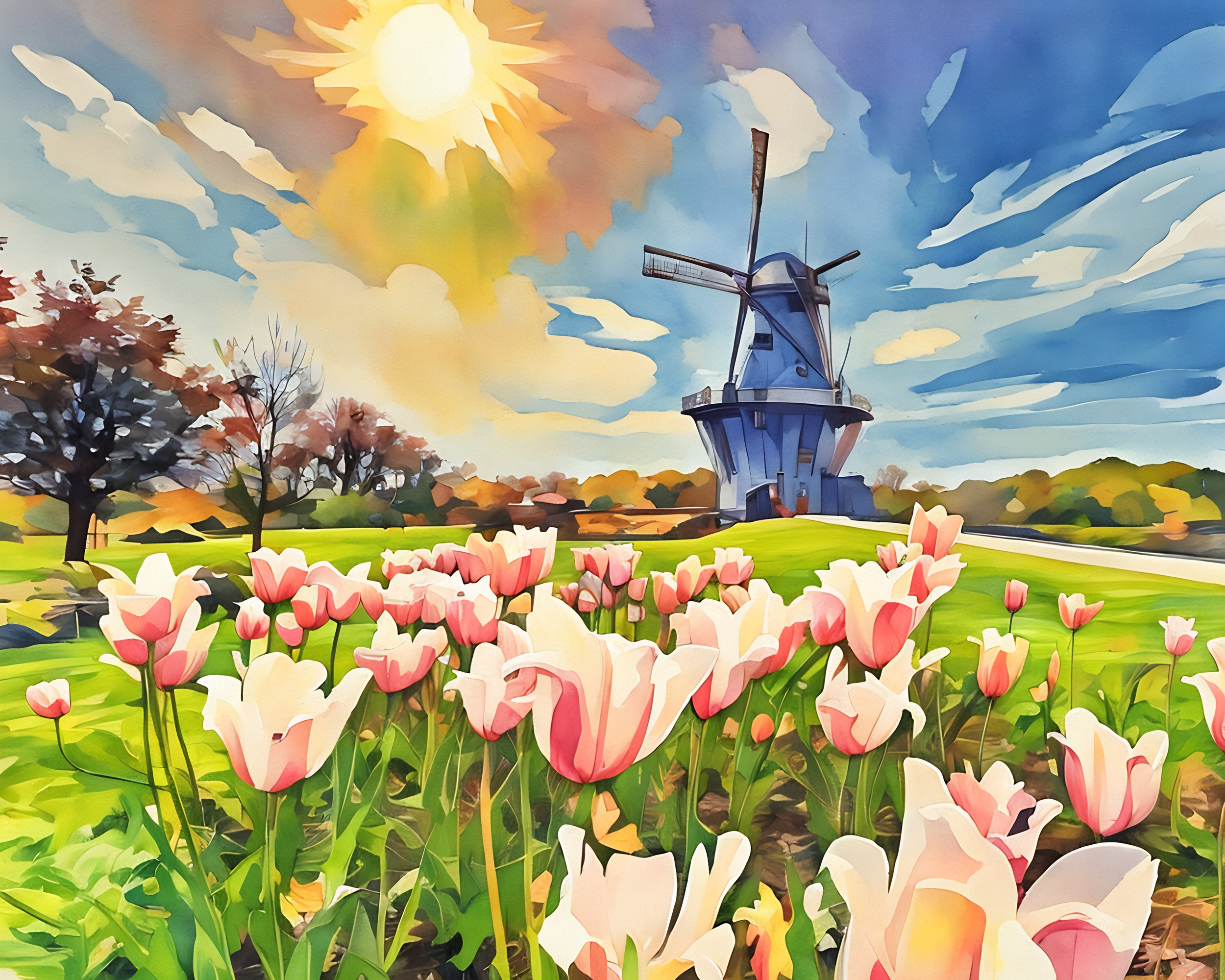 Tulip Blooms in Holland (Paint-By-Number Kit)