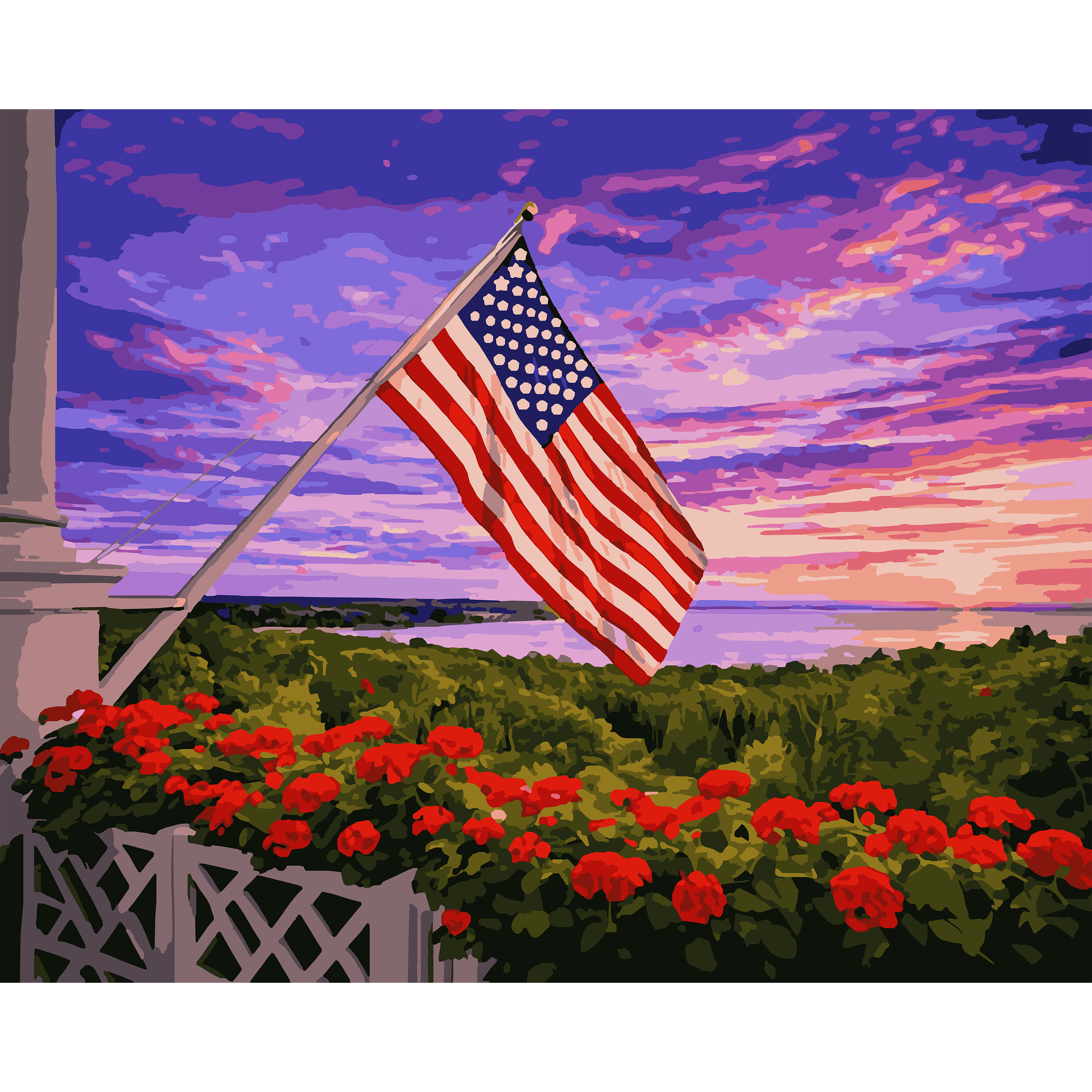 The Grand Hotel Flag Overlooking the Straits - Mackinac Island Paint-By-Number Kit