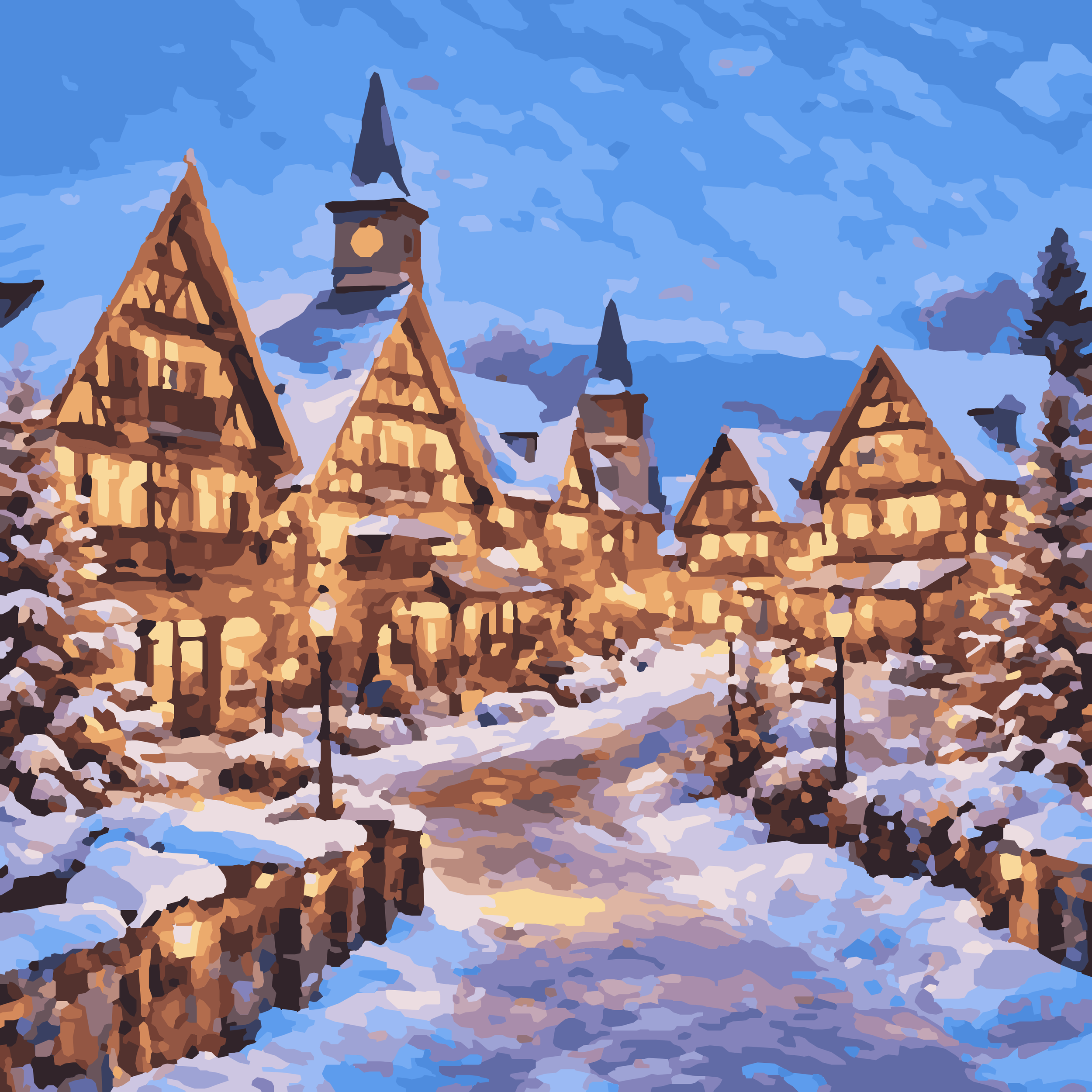 Frankenmuth Winter Glow Village – 10x10 Mini Paint-by-Number Kit