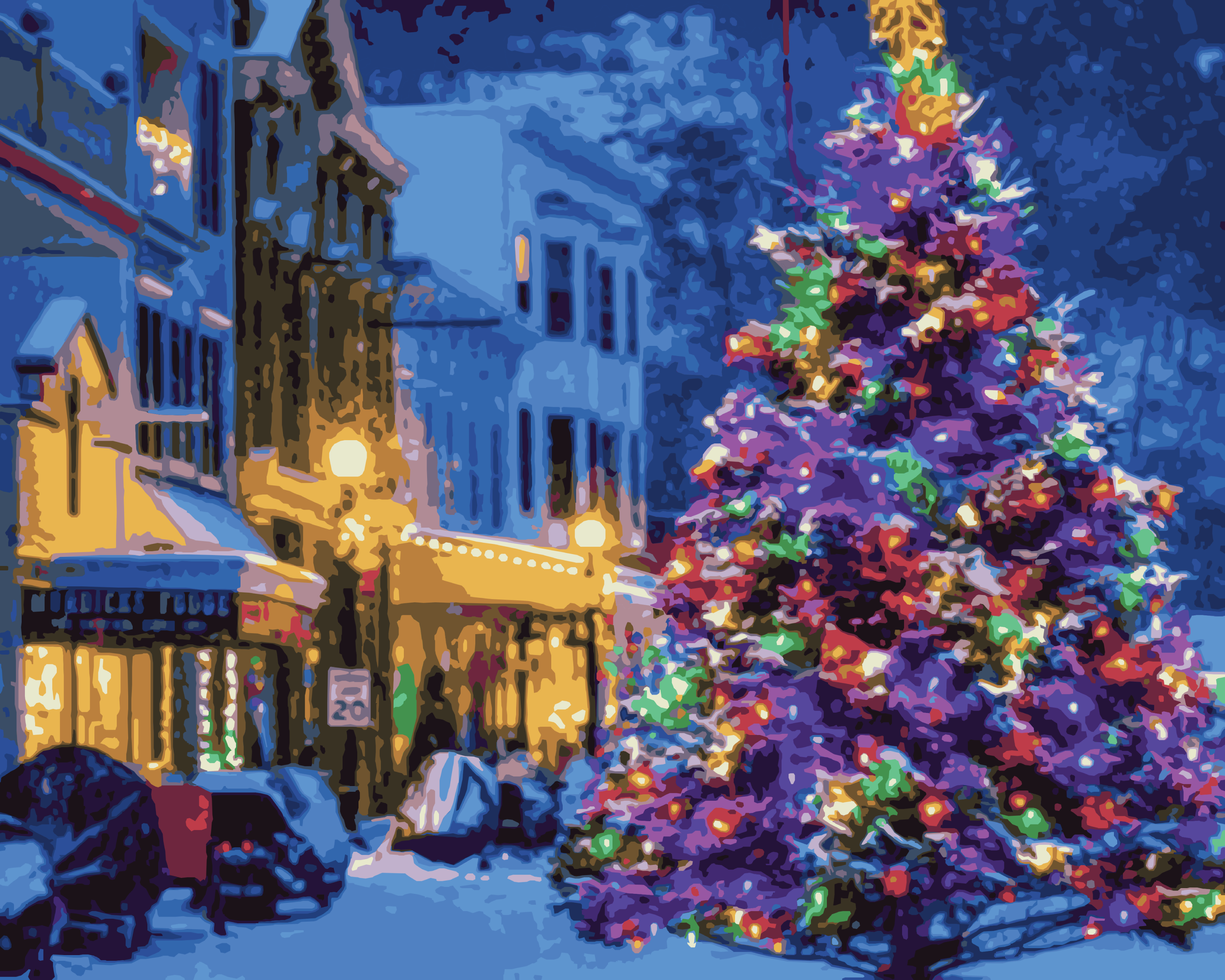 Christmas on Mackinac Island - Tree Downtown Mackinac Island (Paint-By-Number Kit)