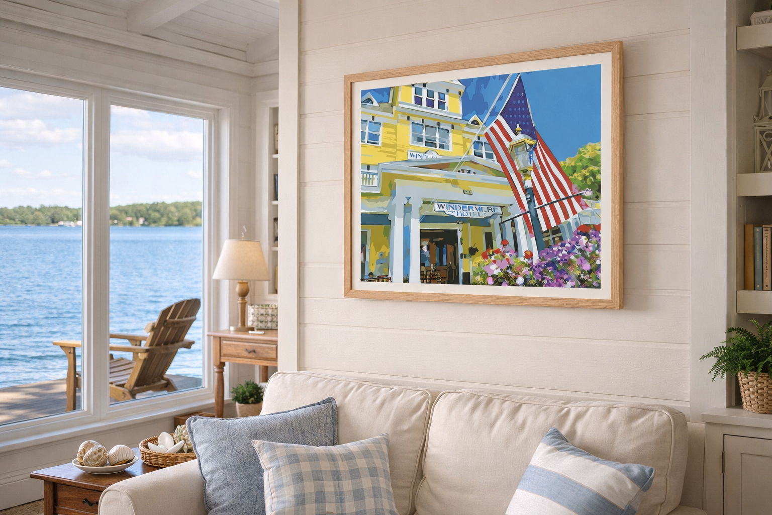 Summer Colors at the Windermere Hotel portrays the historic Windermere Hotel on Mackinac Island in full summer bloom, capturing its classic architecture, vibrant gardens, and lakeside setting as a detailed paint-by-number scene.