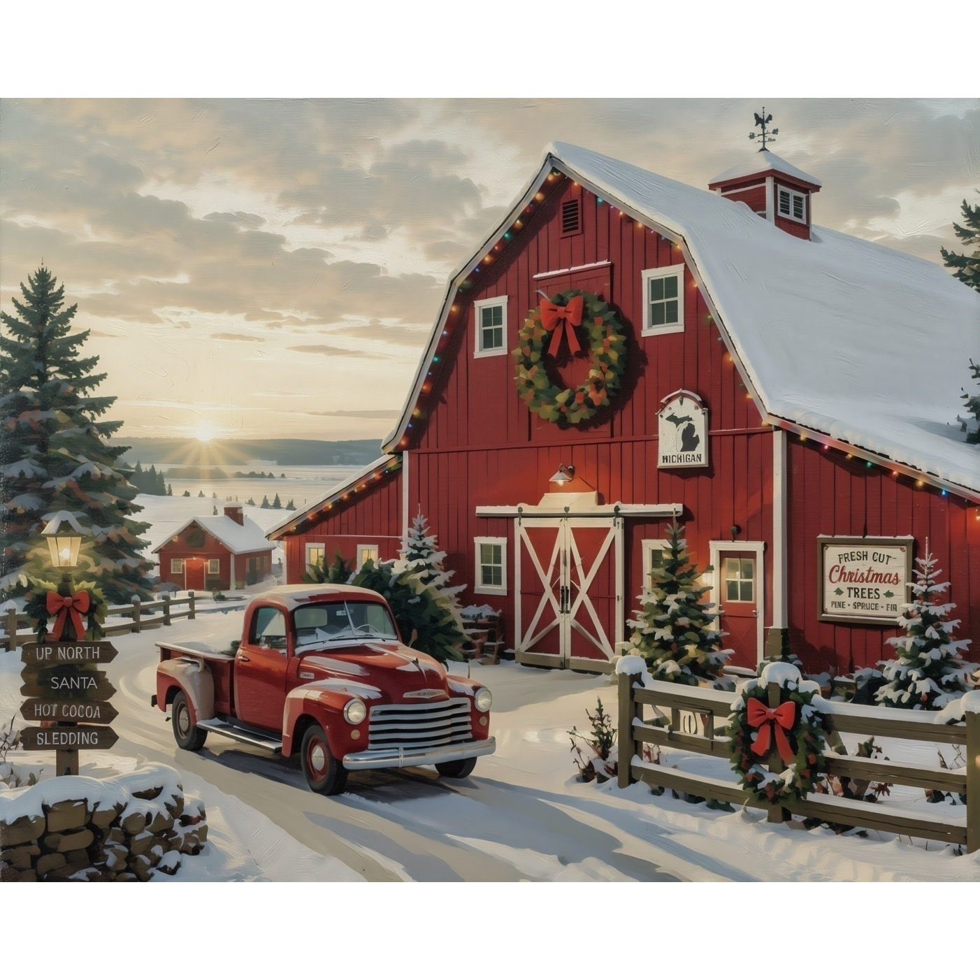 Christmas at the Up North Barn Paint-by-Number Kit