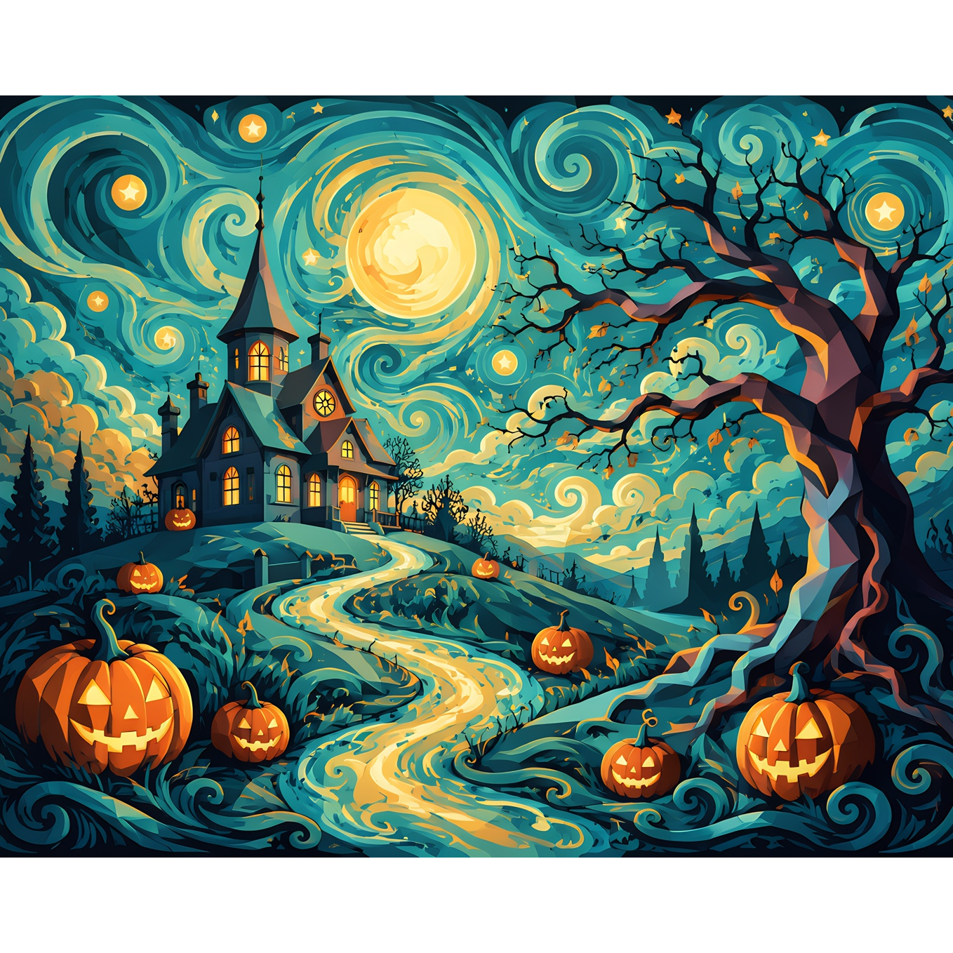 Starry Halloween Hollow Paint-by-Number Kit