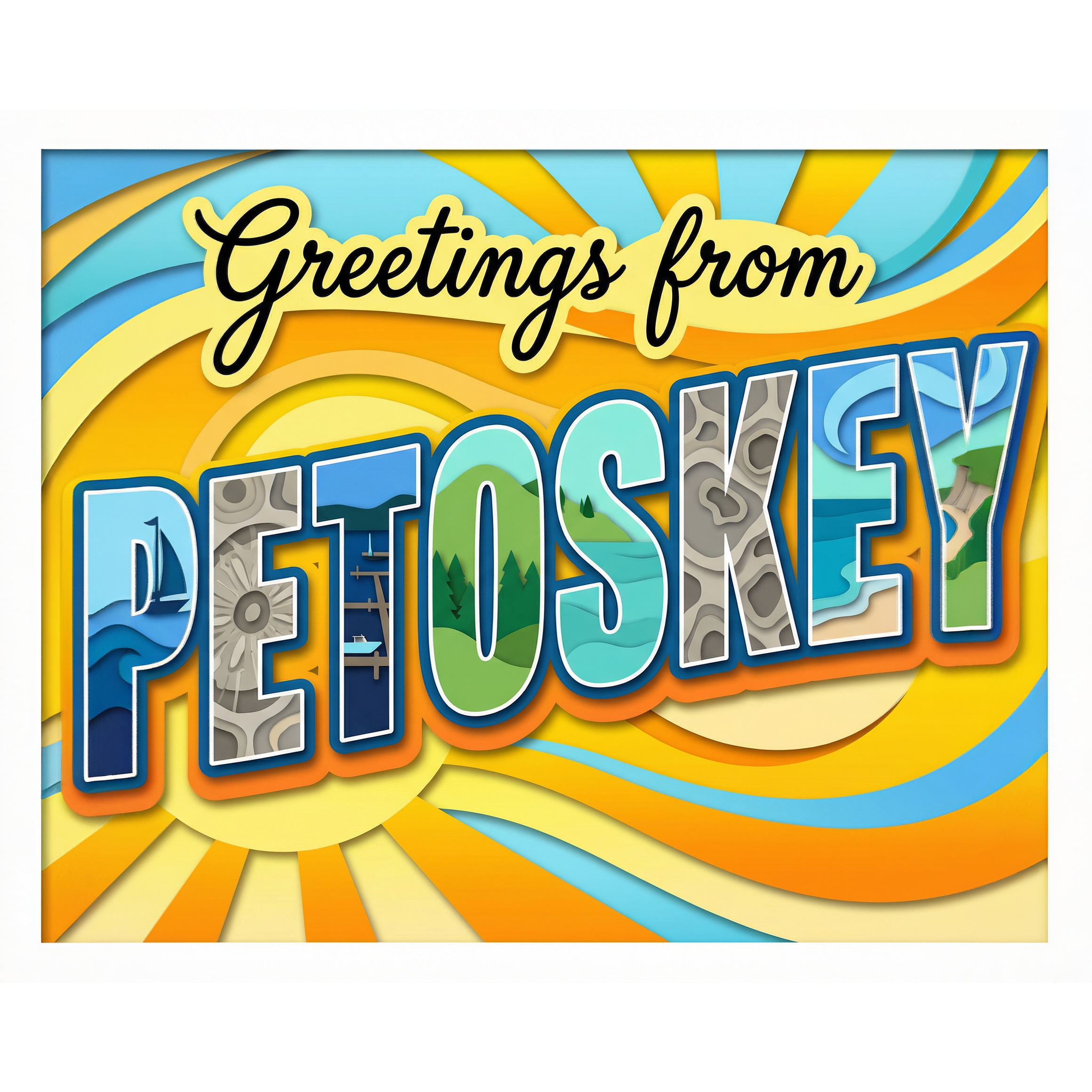 Greetings From Petoskey Michigan Paint-By-Number Kit