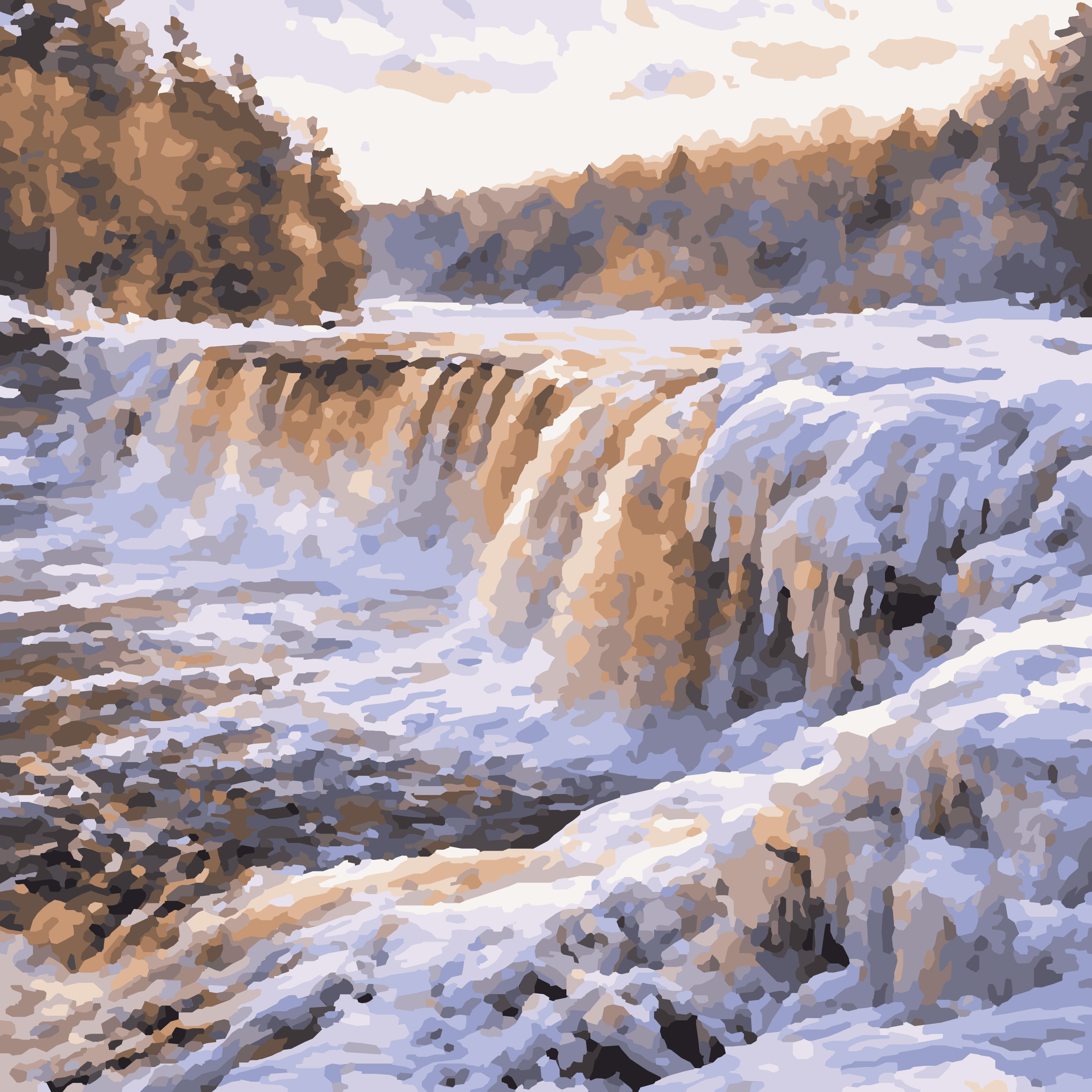 Tahquamenon Winter Cascade – 10x10 Mini Paint-by-Number Kit