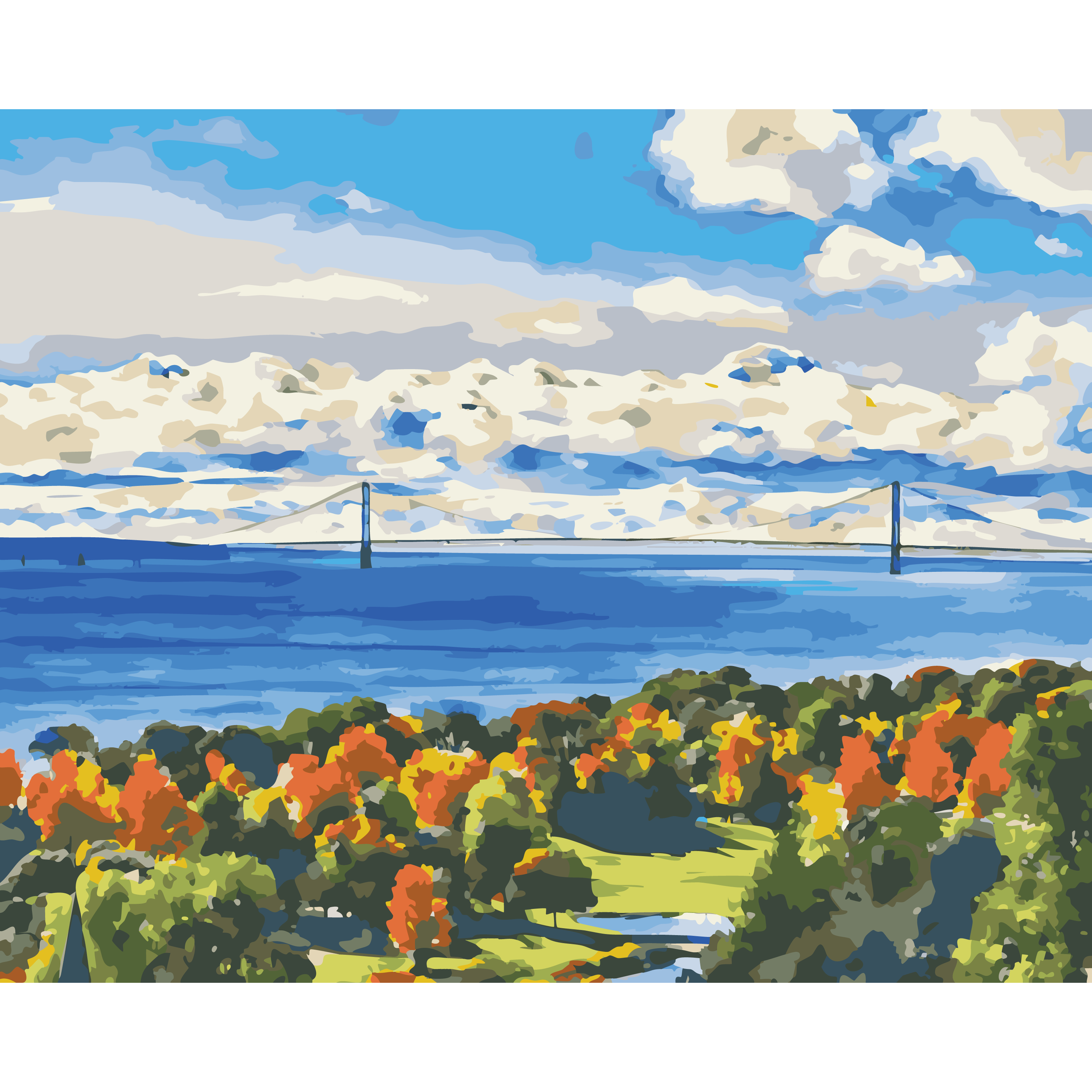 Autumn View of the Mackinac Bridge (Paint-By-Number Kit)