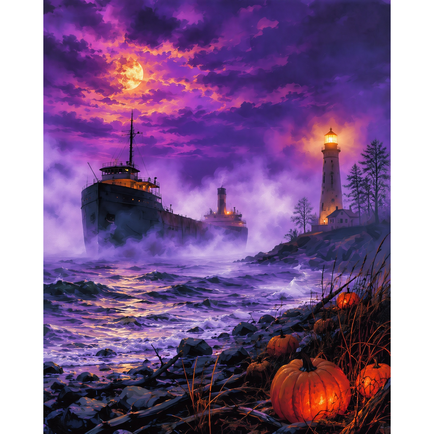 Whitefish Point Ghost Ship Halloween Paint-by-Number Kit