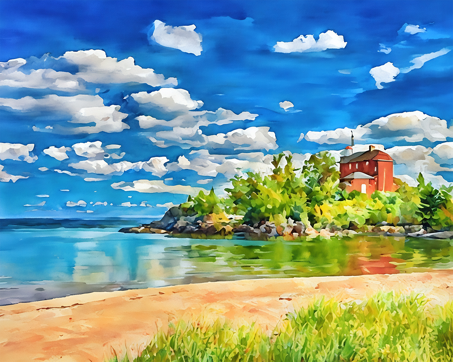 Summer Reflections at Marquette Harbor Lighthouse