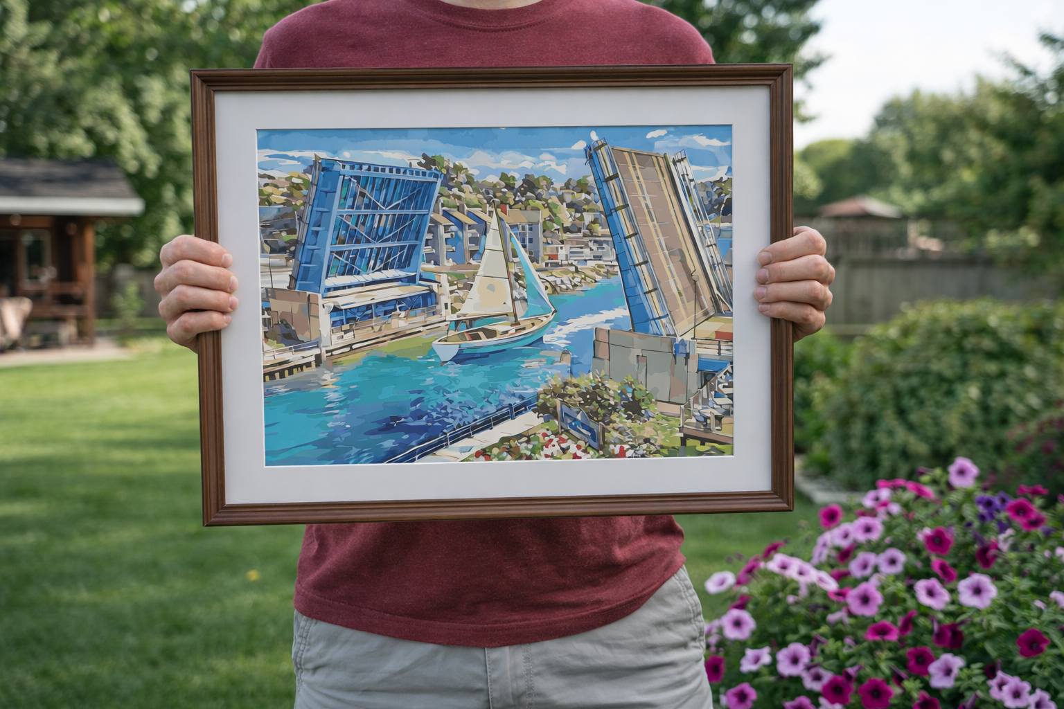 Rise of the Charlevoix Drawbridge captures the iconic Charlevoix drawbridge as it lifts above the channel, showcasing the town’s maritime rhythm and connection between Lake Michigan and Round Lake as a detailed paint-by-number scene.