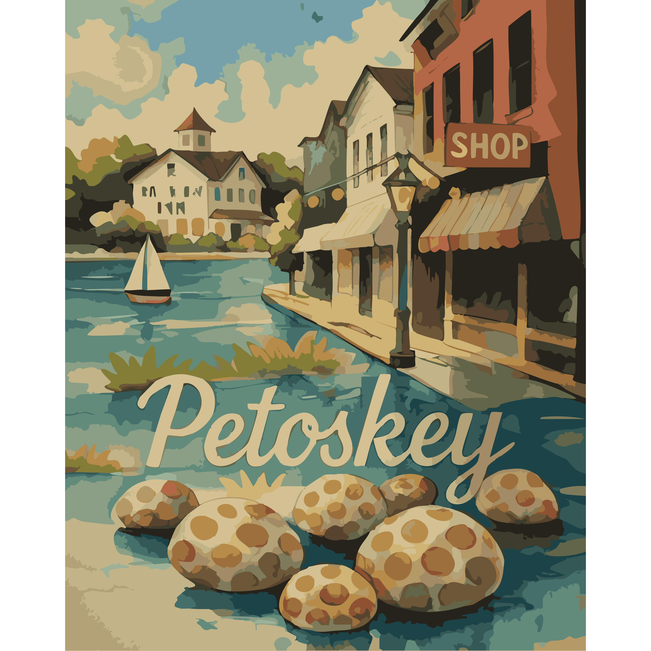 Whimsical Petoskey Downtown (Paint-By-Number Kit)