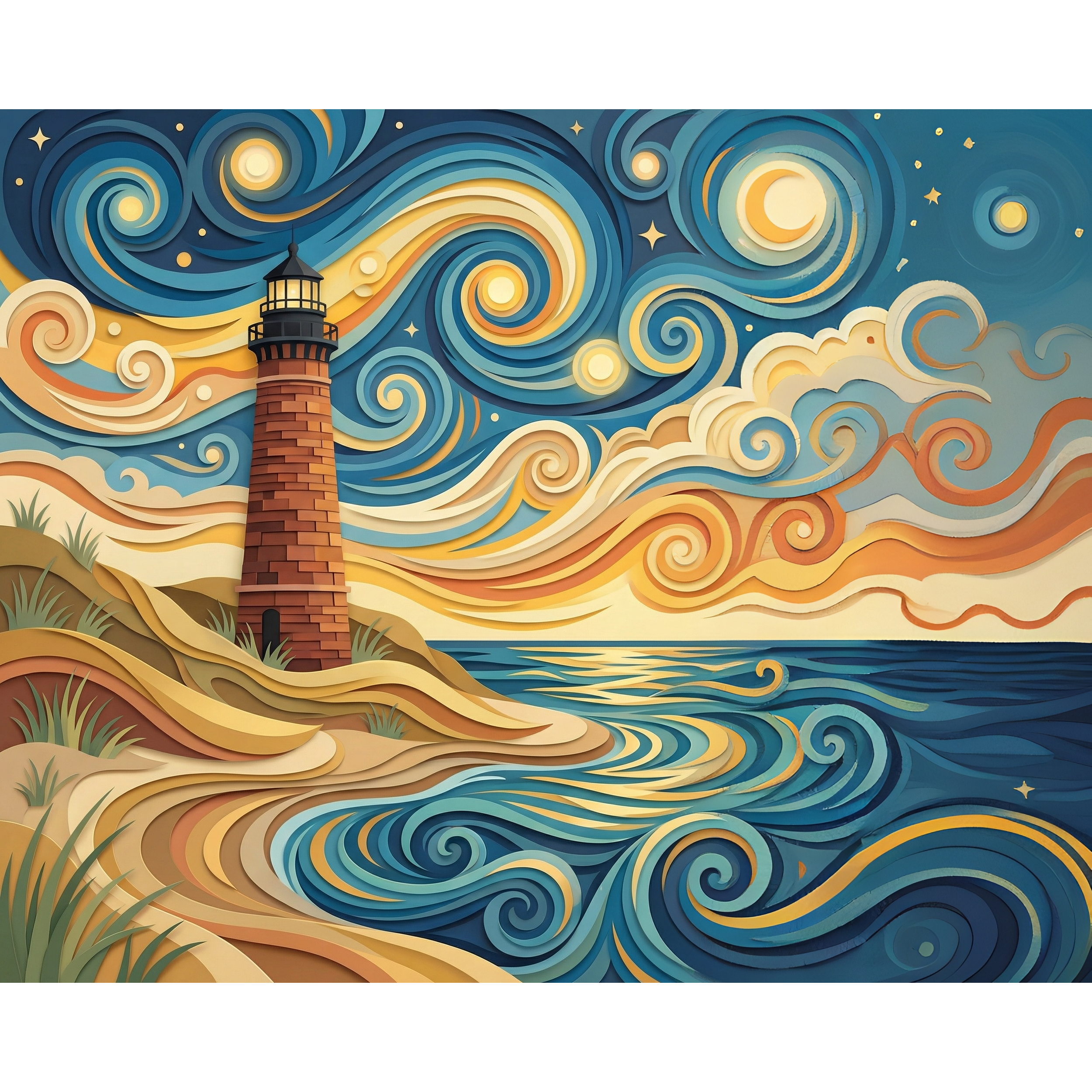 Tides of Gold at Little Sable Point Lighthouse Paint-By-Number Kit