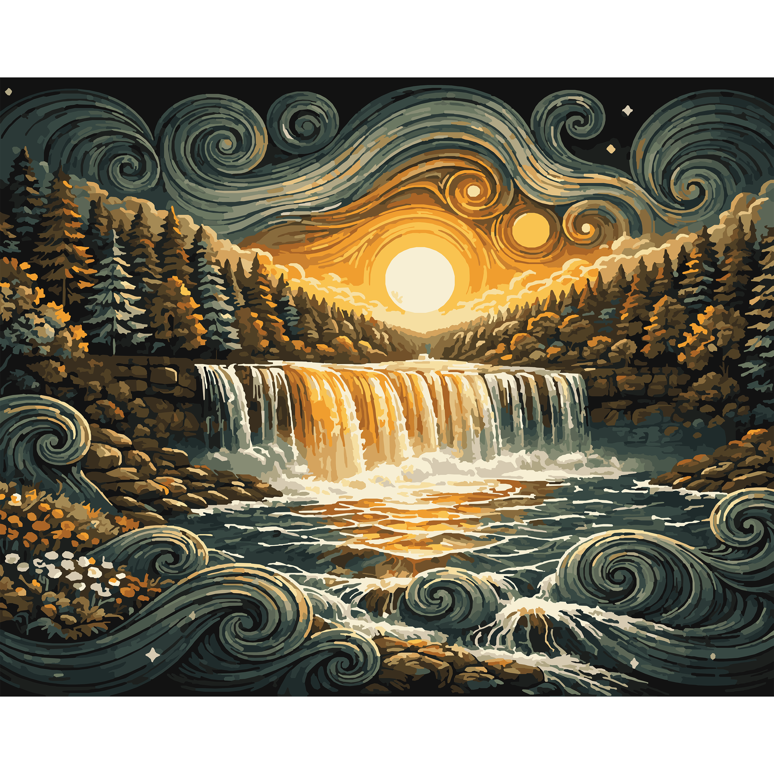 Amber Cascade – Tahquamenon Falls Paint-By-Number Kit