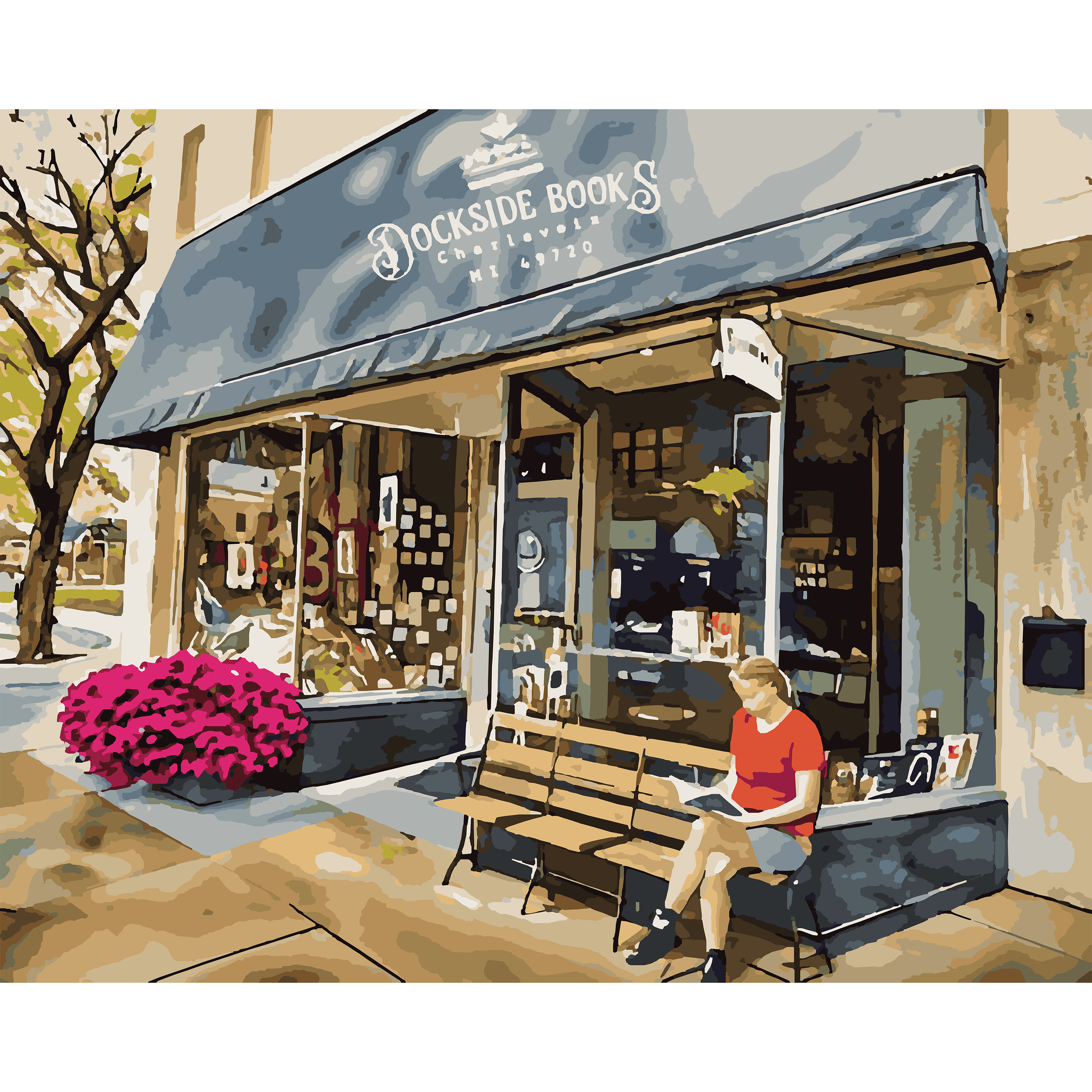 Dockside Bookstore Afternoon Charlevoix (Paint-By-Number Kit)