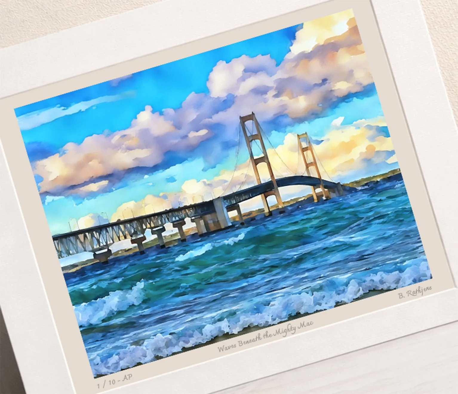 Waves Beneath the Mighty Mac – Limited Edition Giclée Fine Art Print