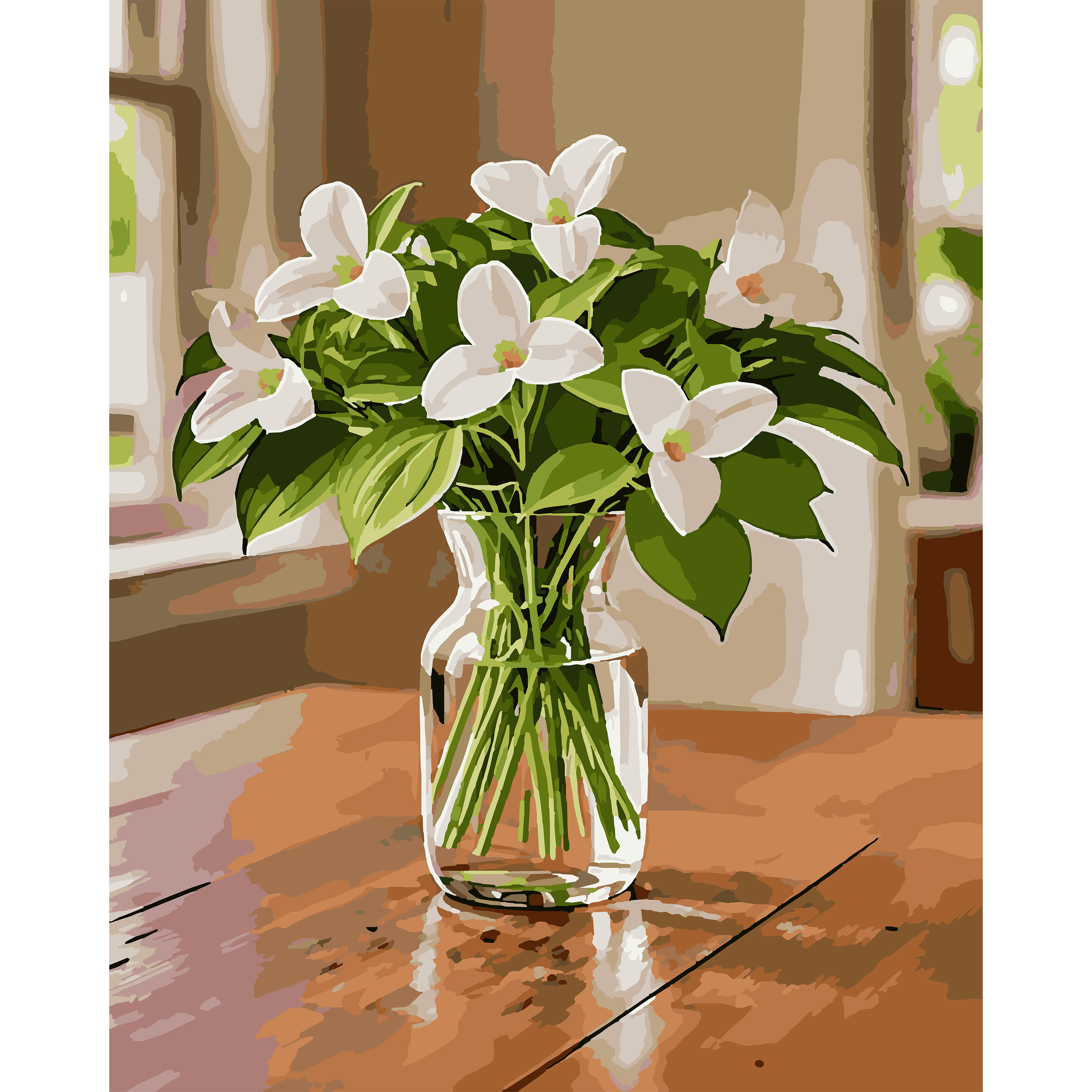 Quiet Grace – White Trillium Michigan Flower Paint-By-Number Kit