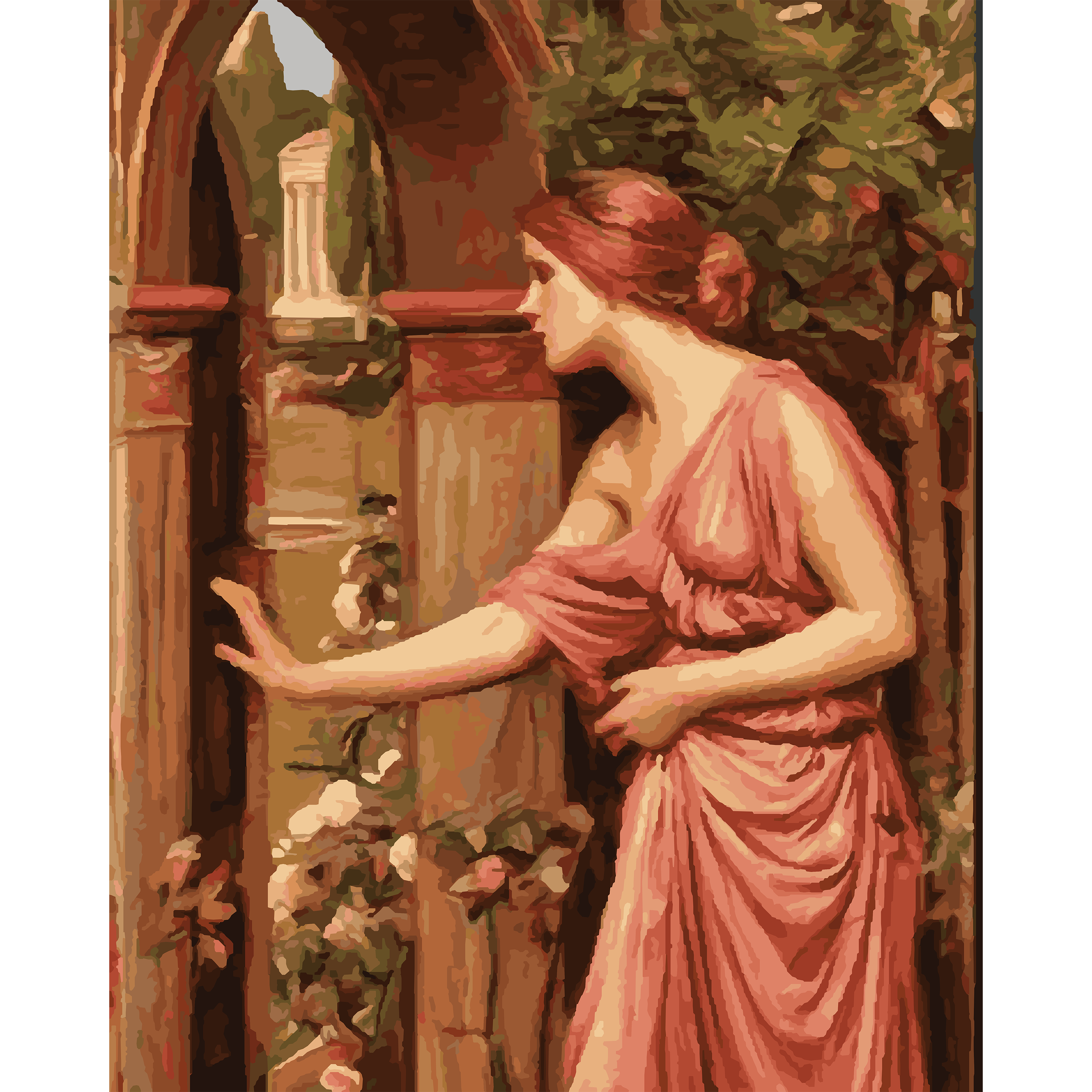John William Waterhouse’s Psyche Entering Cupid’s Garden (1903) Paint-By-Number Kit