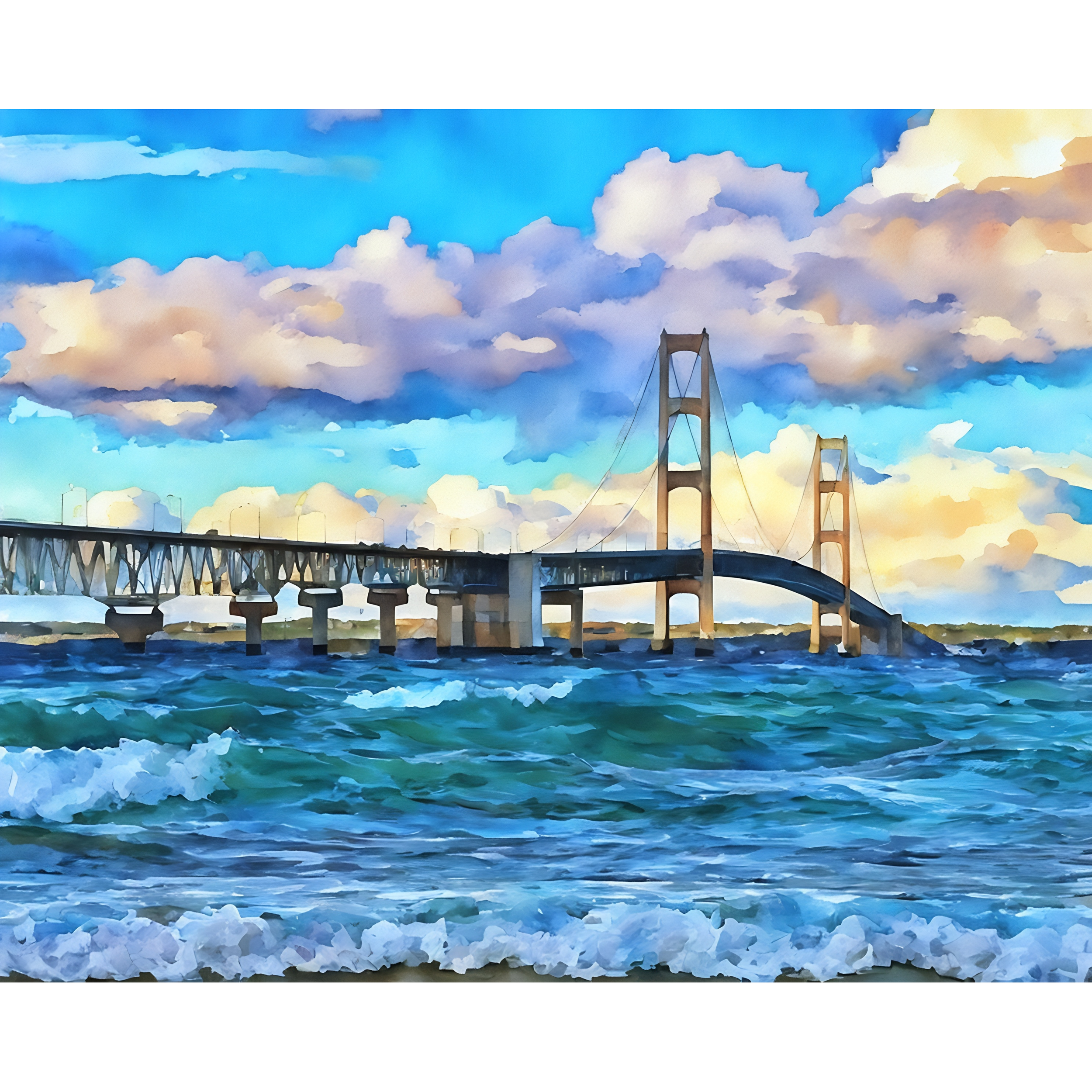 Waves Beneath the Mighty Mac – Limited Edition Giclée Fine Art Print