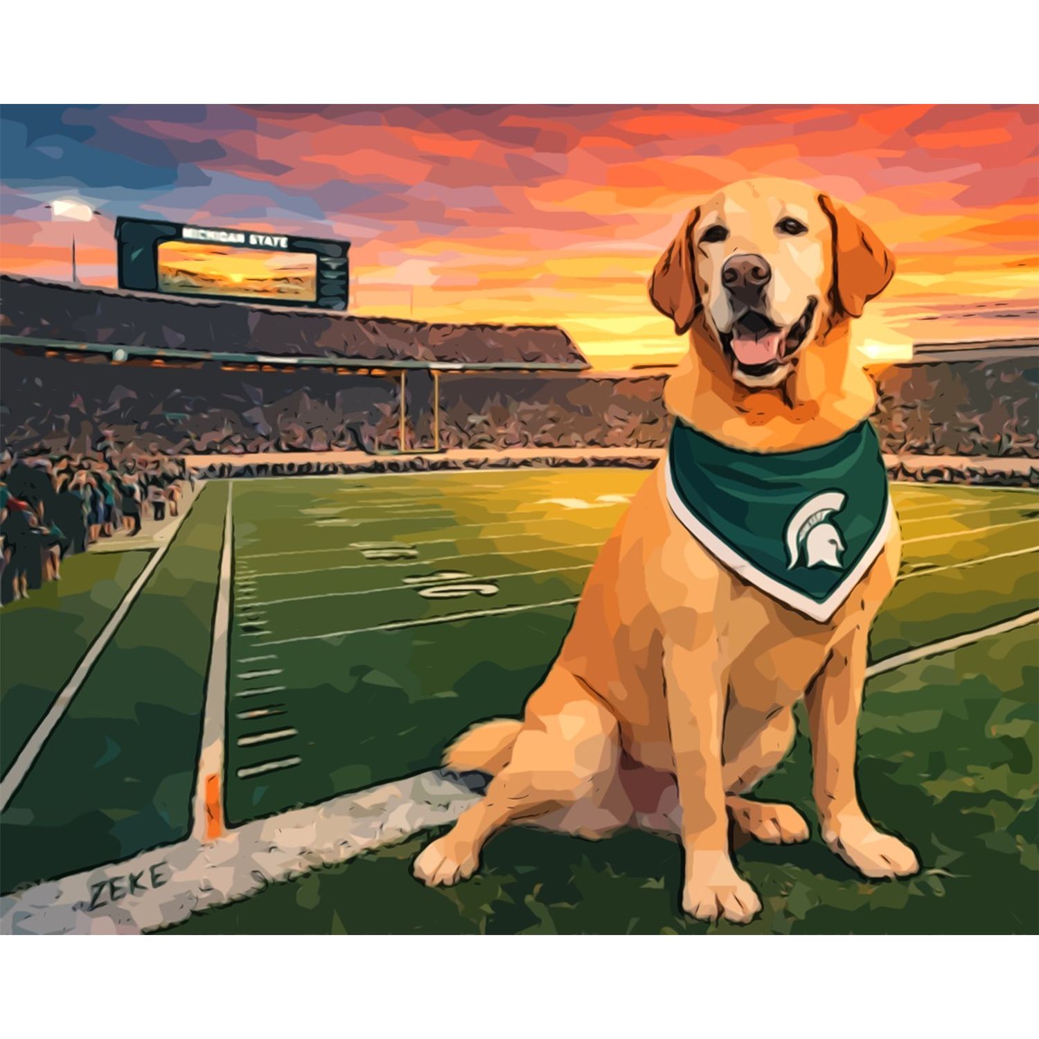 Zeke the Wonder Dog: Pride of Spartan Stadium — Michigan State University® Paint-by-Number Kit