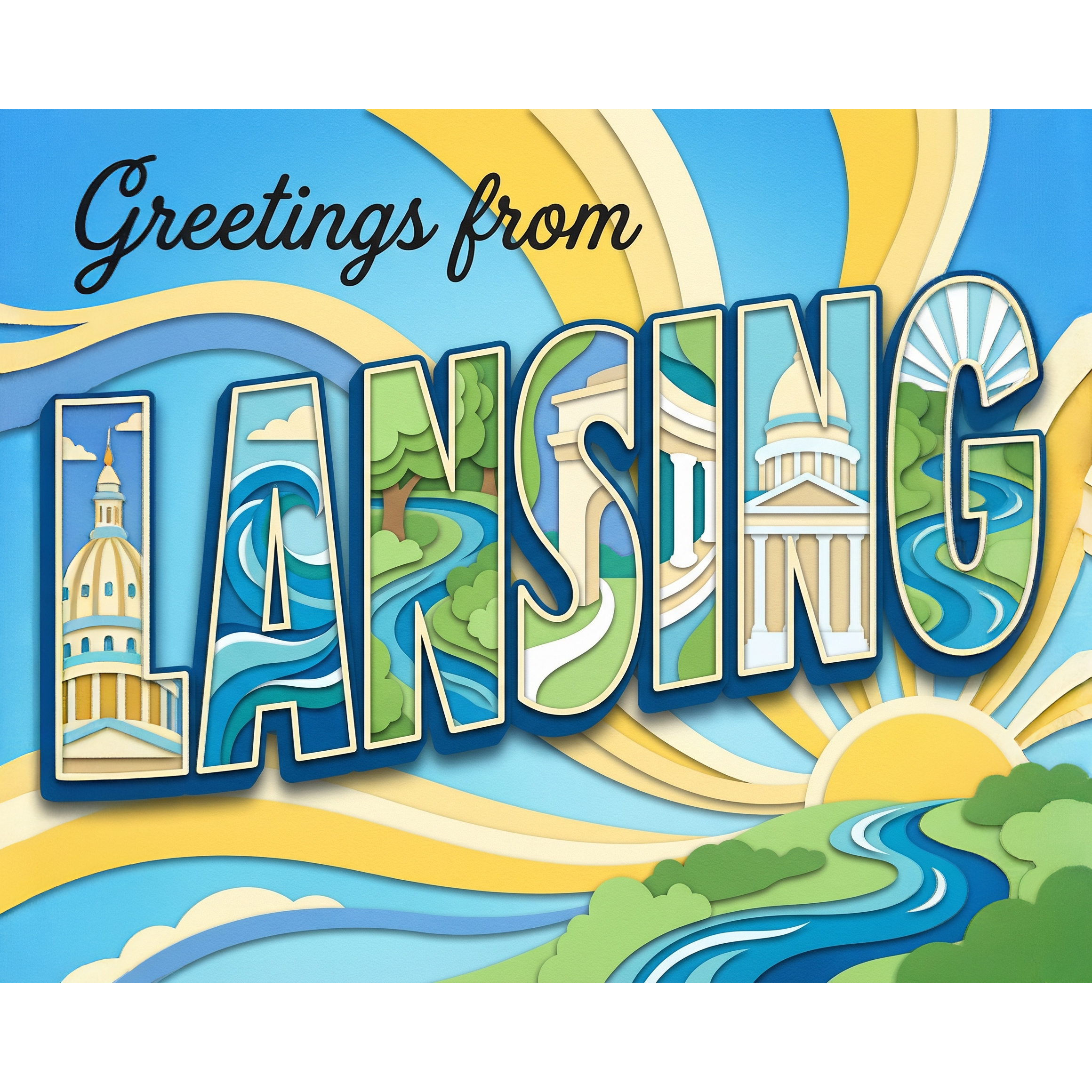 Greetings From Lansing Michigan Paint-By-Number Kit