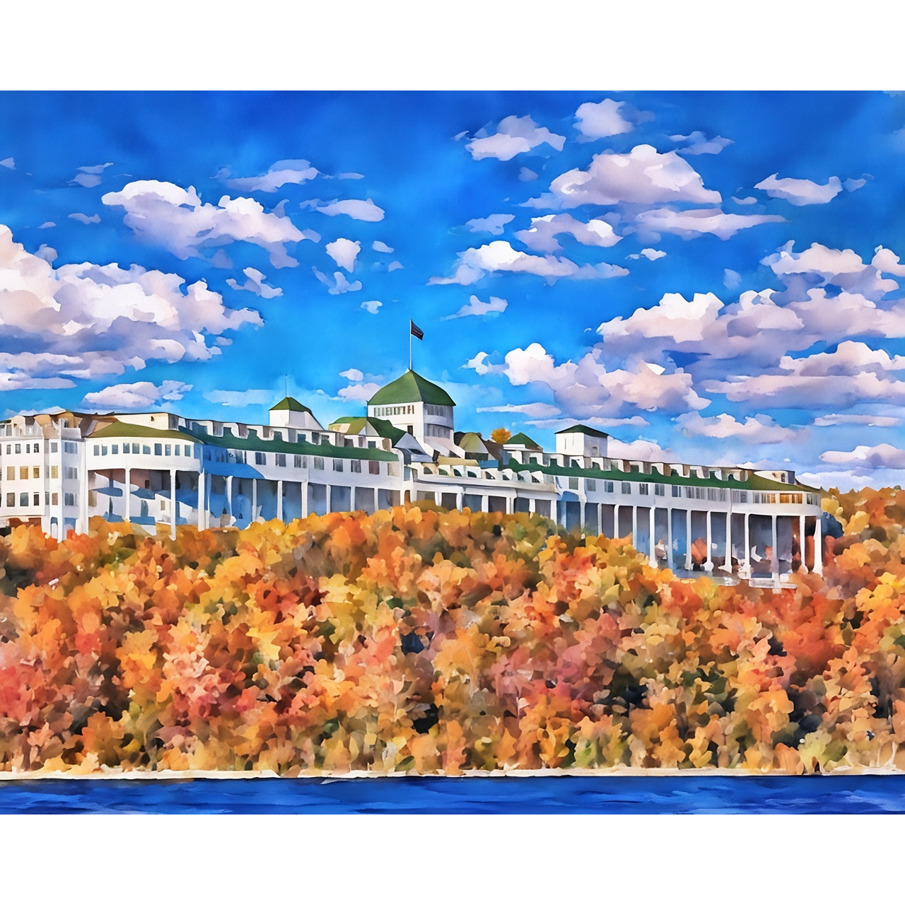 The Grand Hotel in Autumn from the Water – Limited Edition Giclée Fine Art Print