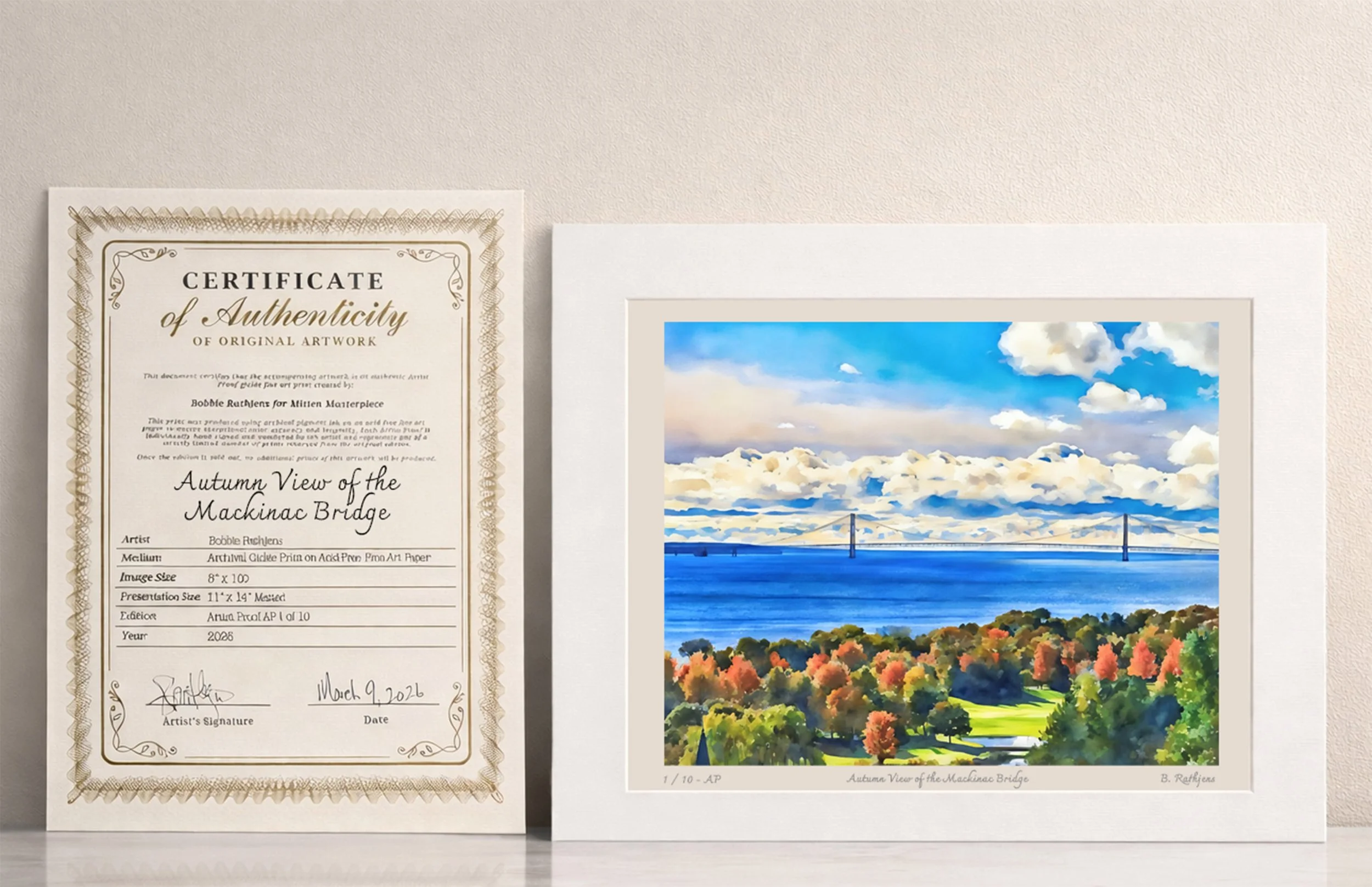 Autumn View of the Mackinac Bridge – Limited Edition Giclée Fine Art Print
