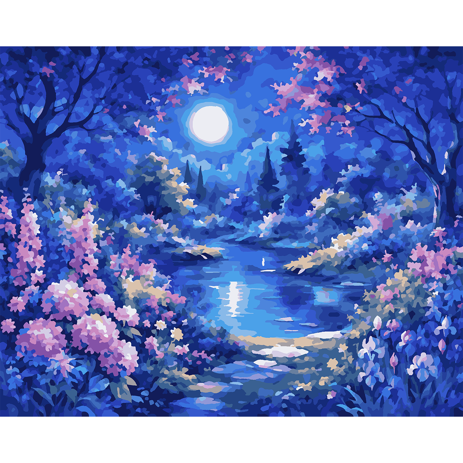 Moonlit Reflections - Flower Paint-By-Number Kit