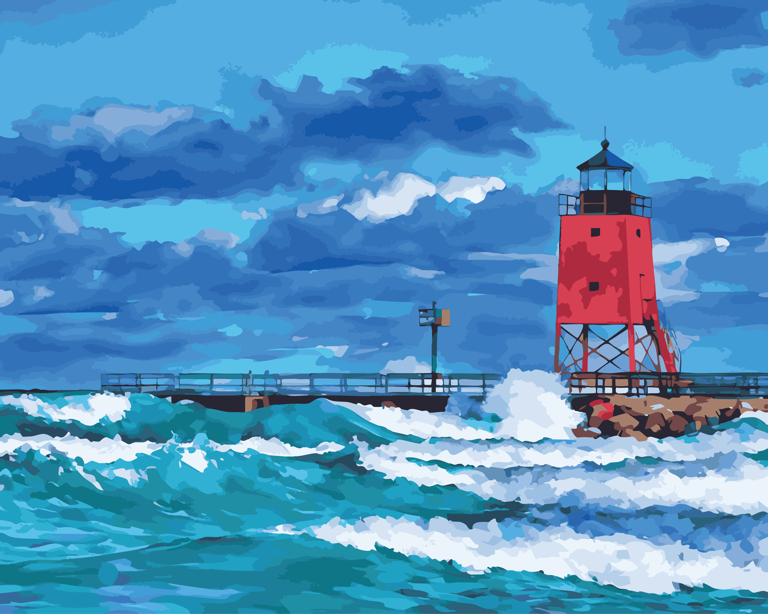 Charlevoix South Pier Lighthouse (Paint-By-Number Kit)