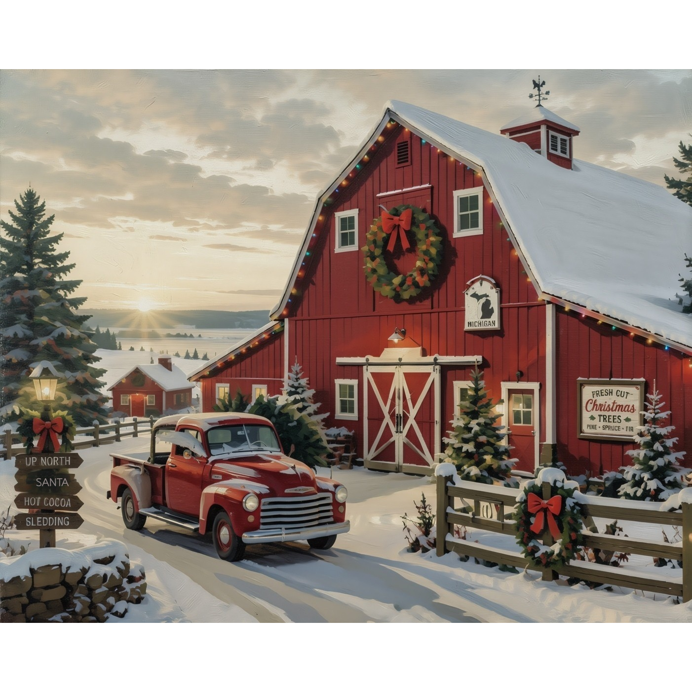 Christmas at the Up North Barn Paint-by-Number Kit