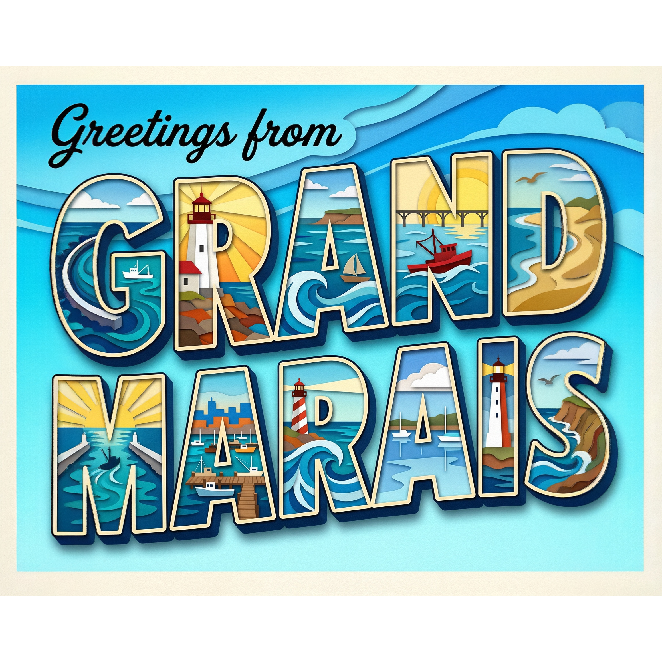 Greetings From Grand Marais Michigan Paint-By-Number Kit