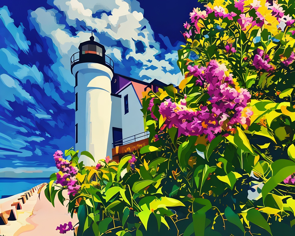 In Bloom - Point Betsie Lighthouse (Paint-By-Number Kit)