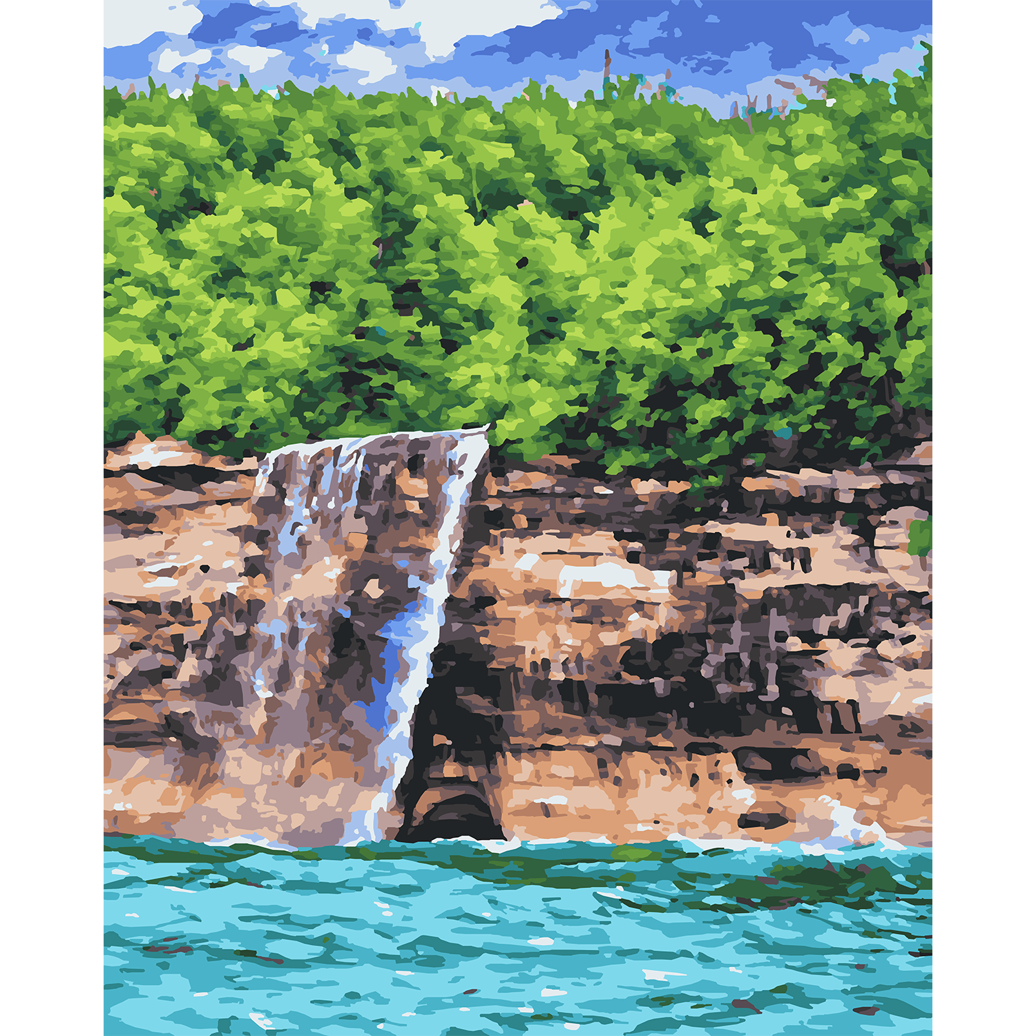 Spray Falls at Pictured Rocks Paint-by-Number Kit