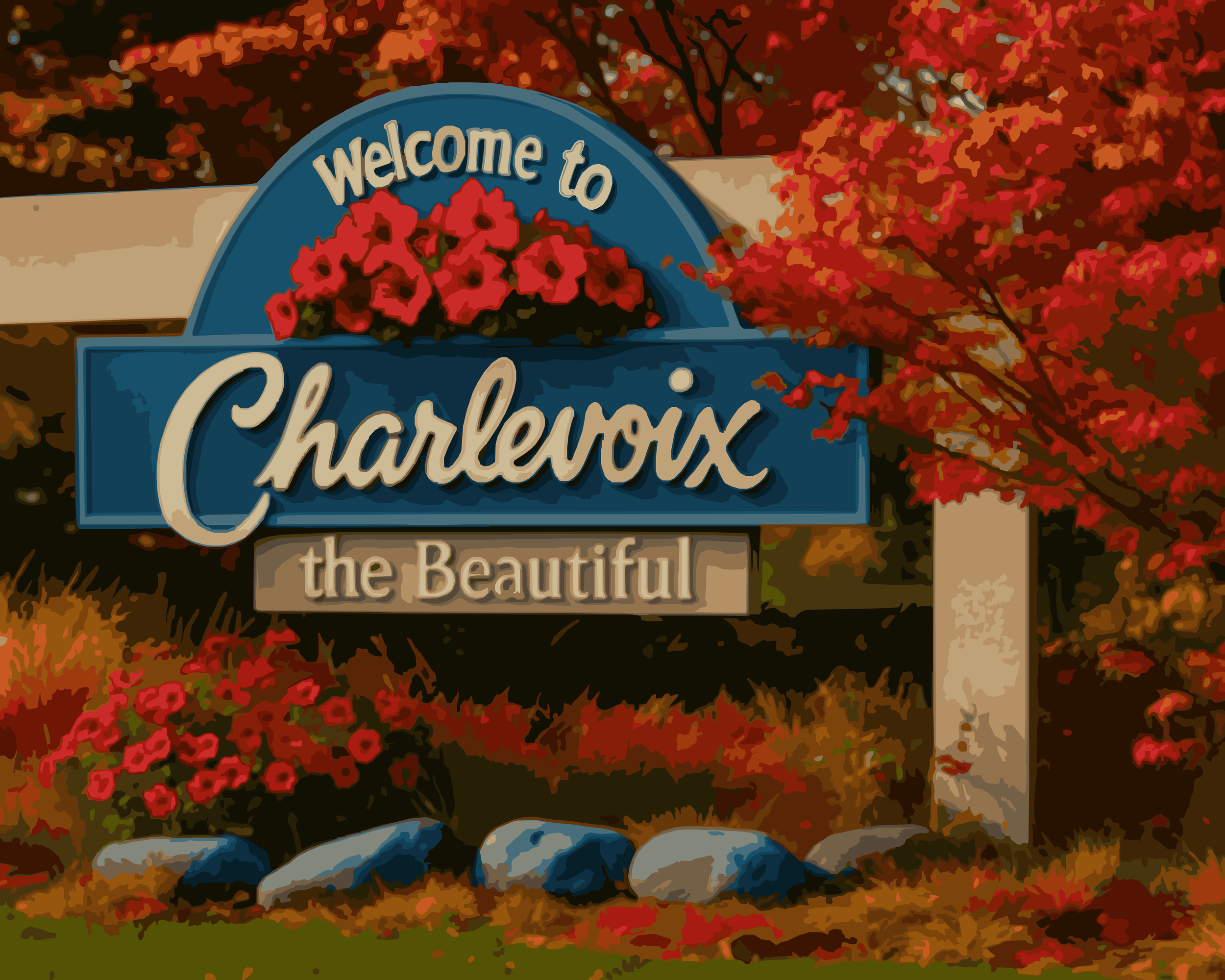 Charlevoix the Beautiful Charlevoix Welcome Sign Paint by numbers kit