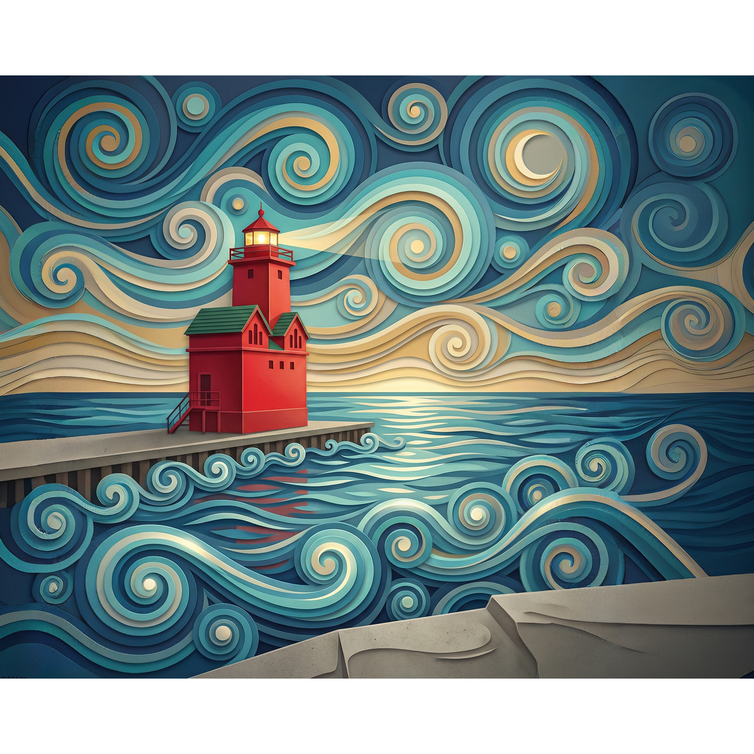 Steady Glow at Holland Harbor Lighthouse (Big Red) Paint-By-Number Kit