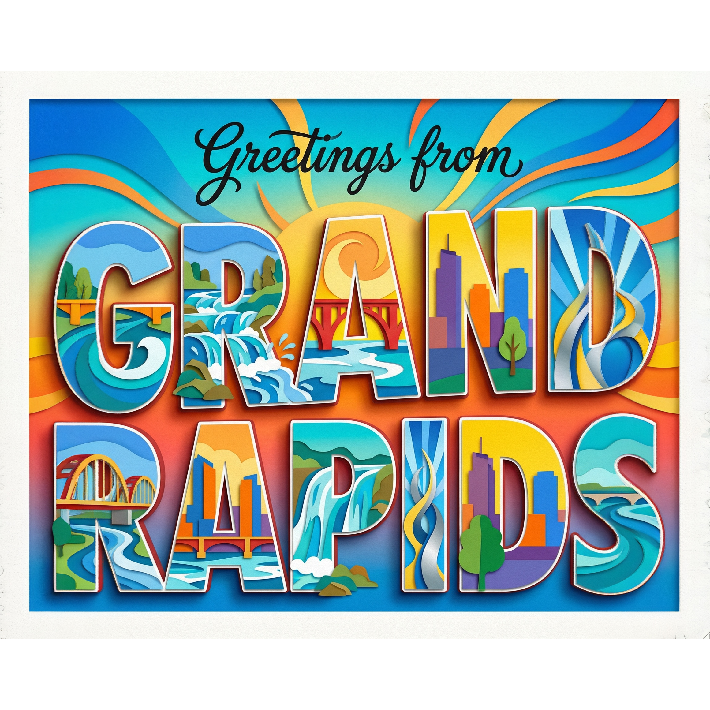 Greetings From Grand Rapids Michigan Paint-By-Number Kit