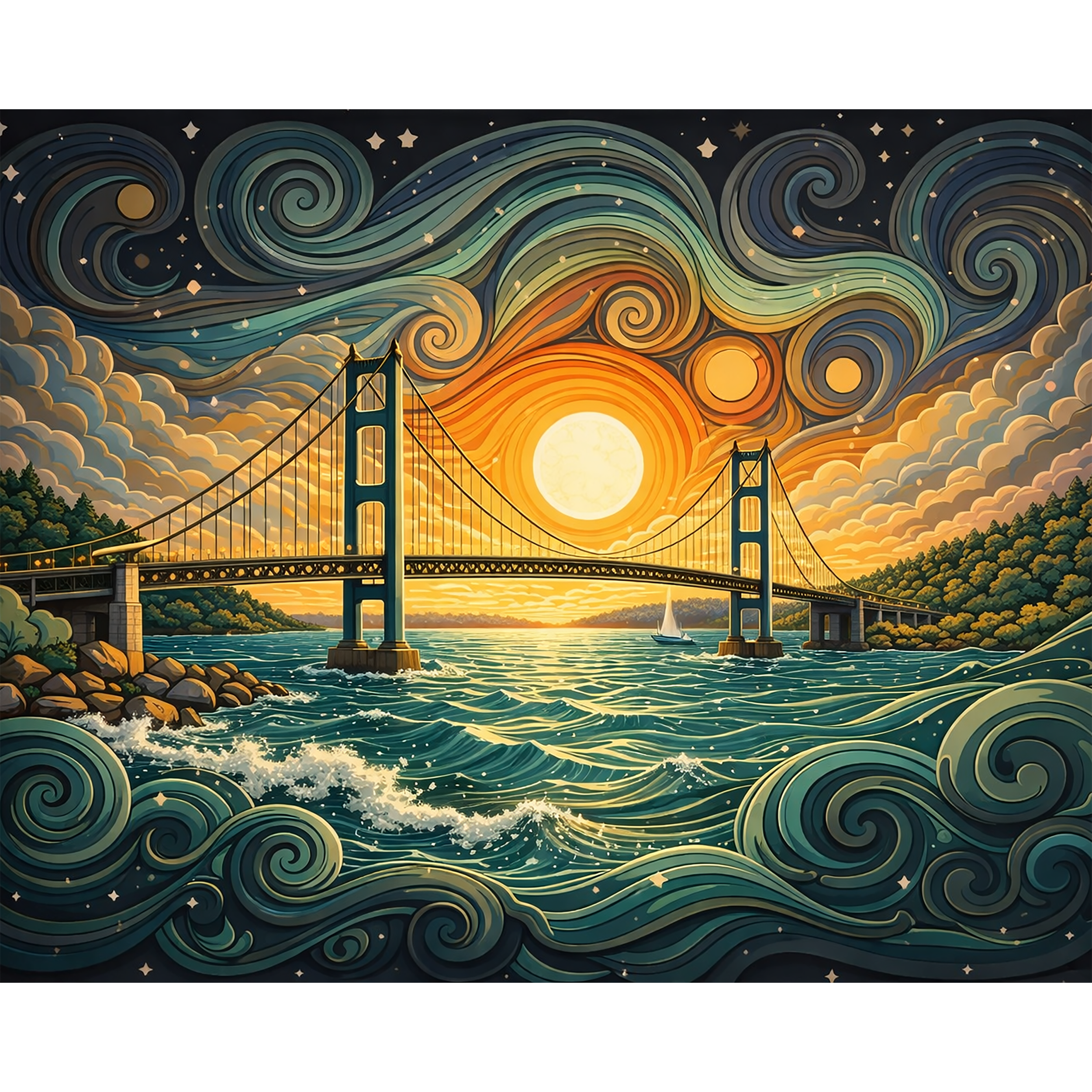 Bound by Water – Mackinac Bridge Paint-By-Number Kit