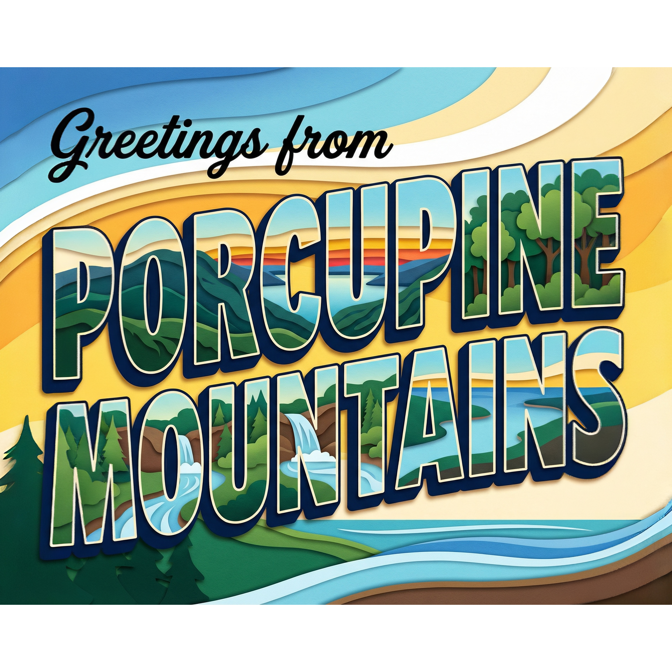 Greetings From Porcupine Mountains Michigan Paint-By-Number Kit