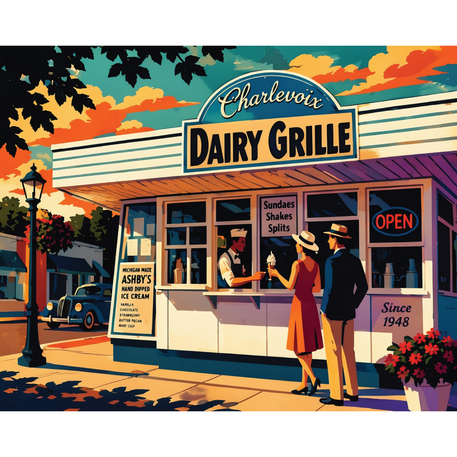 Charlevoix Dairy Grille Art Deco – Giclée Fine Art Print