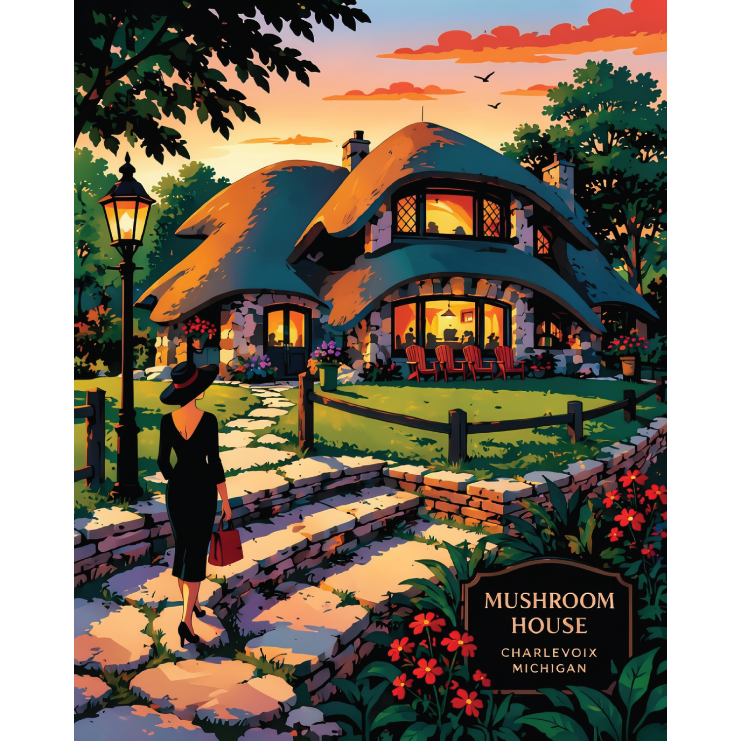 Charlevoix Mushroom House Art Deco – Giclée Fine Art Print