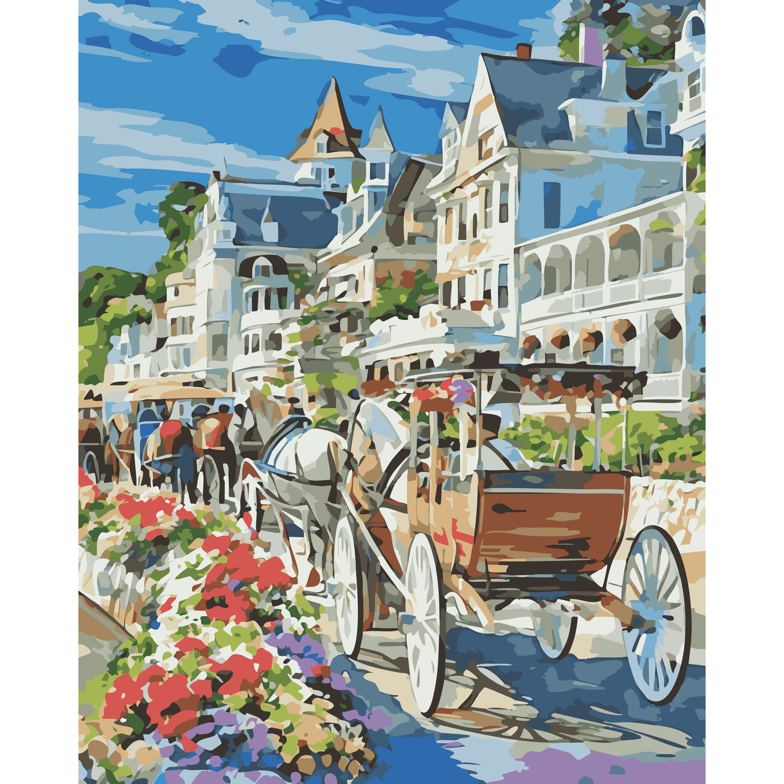 Carriages Along the East Bluff - Mackinac Island (Paint-By-Number Kit)