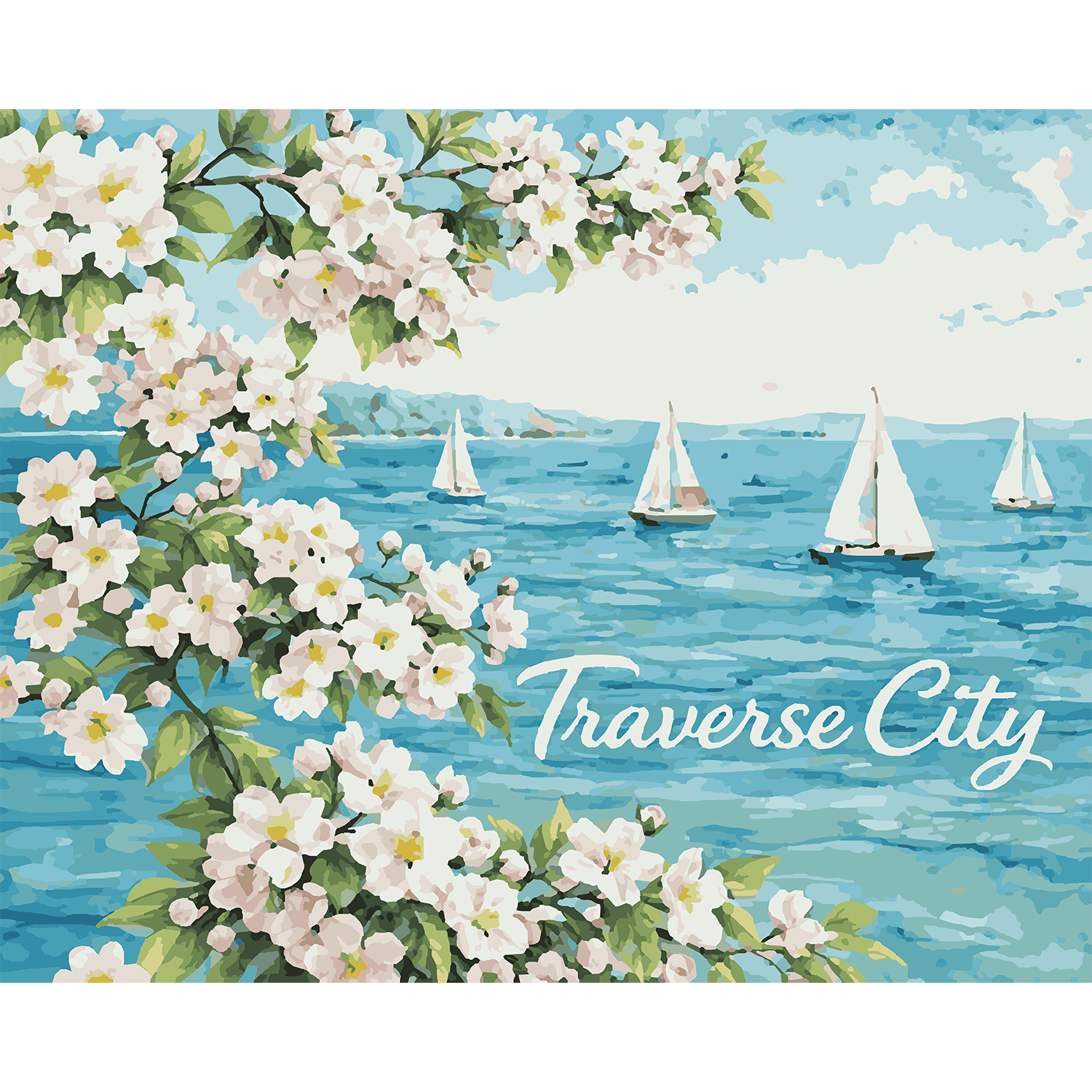 Traverse City Cherry Blossom Bay Paint-by-Number Kit
