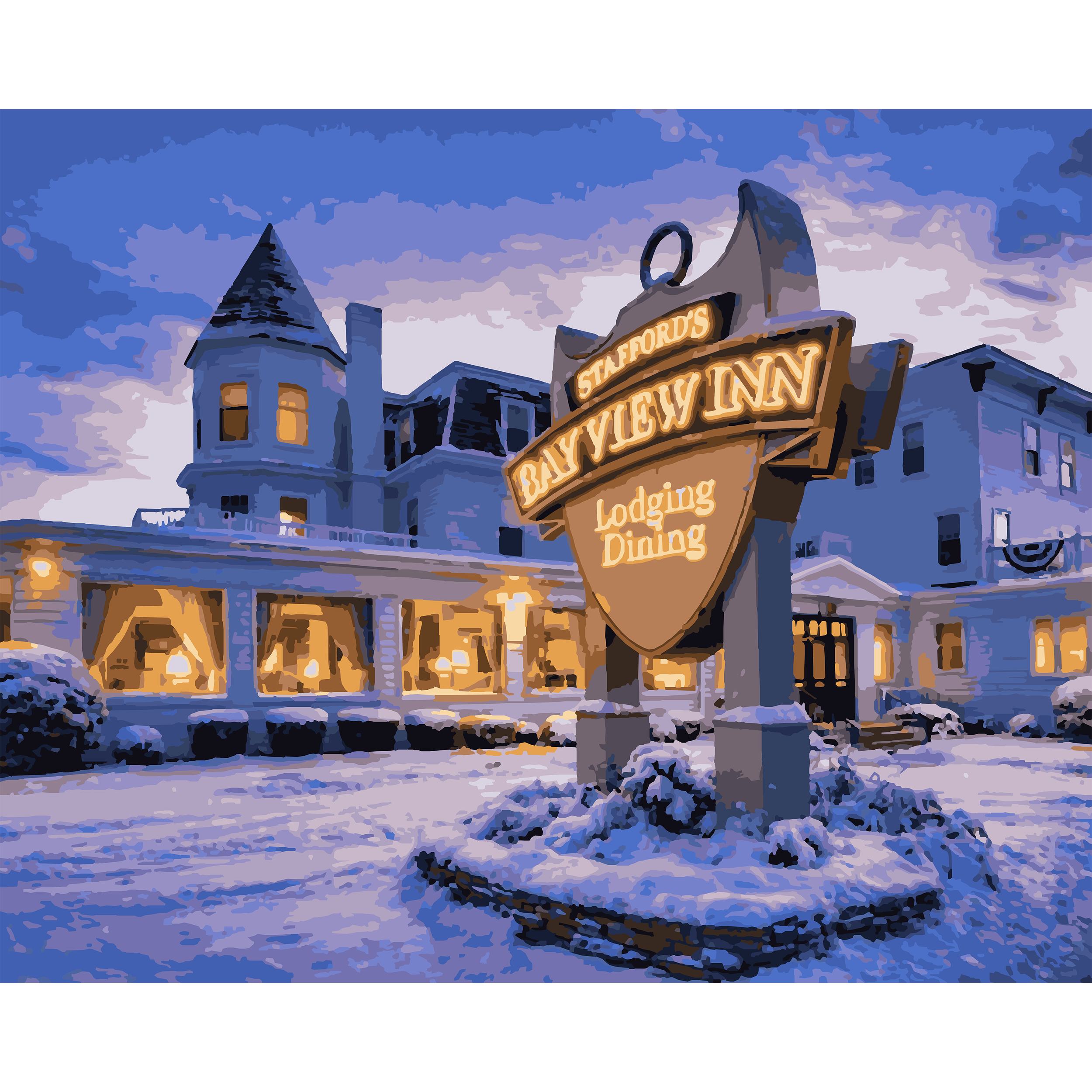 Bay View Inn Winter Glow - Petoskey Paint-By-Number Kit