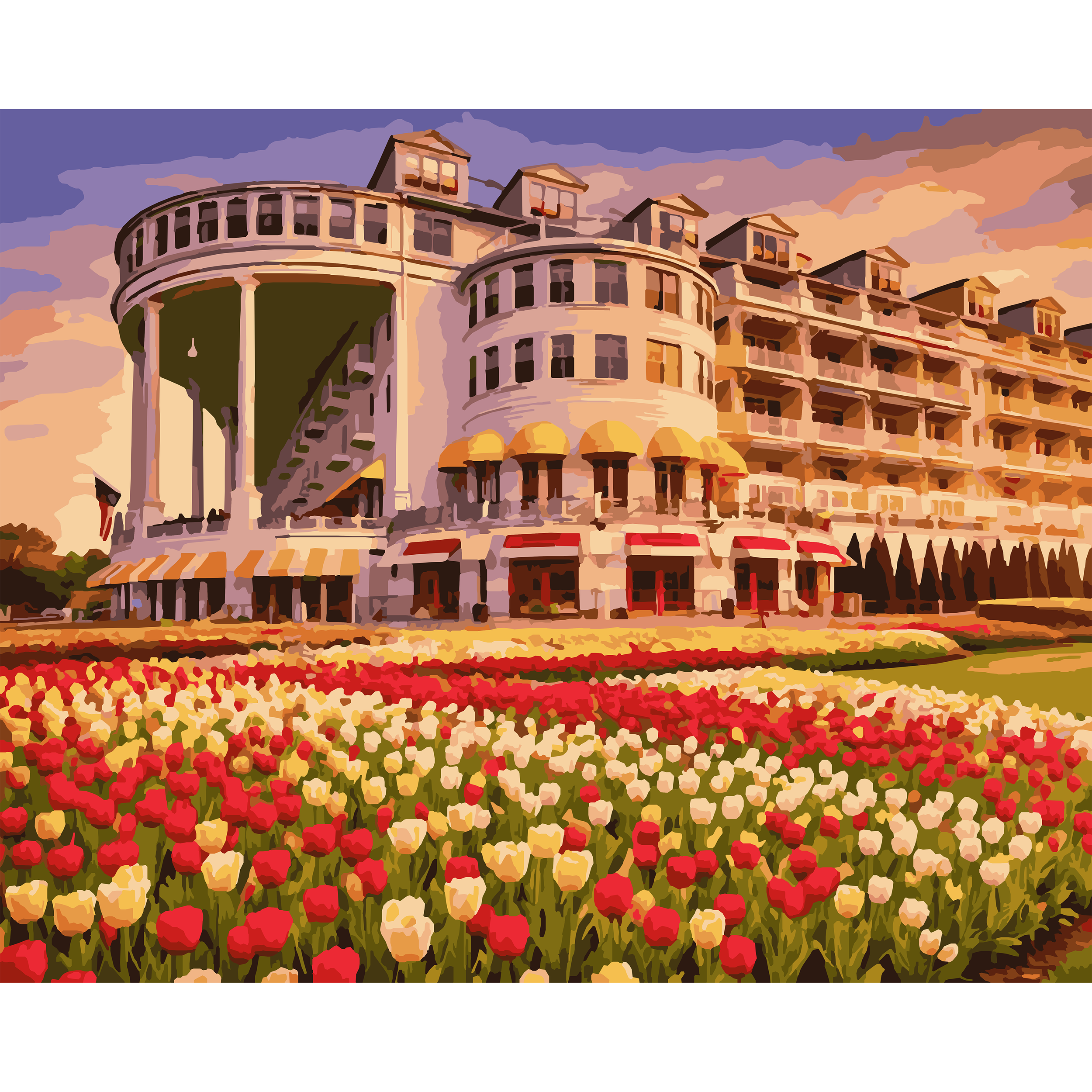 The Grand Hotel Tulip Gardens - Mackinac Island Paint-By-Number Kit