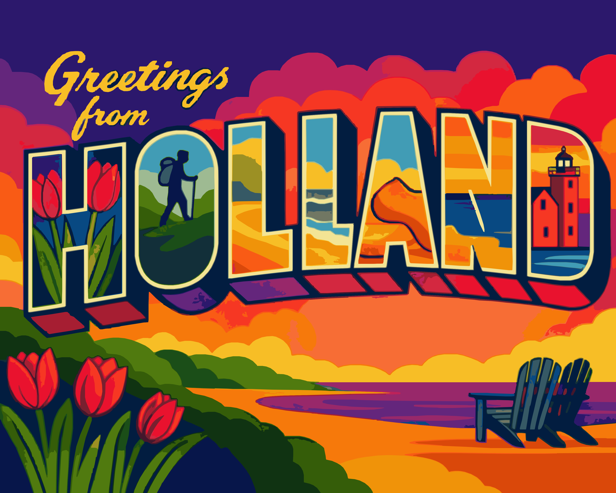 Greetings from Holland - Vintage Postcard paint by number kit