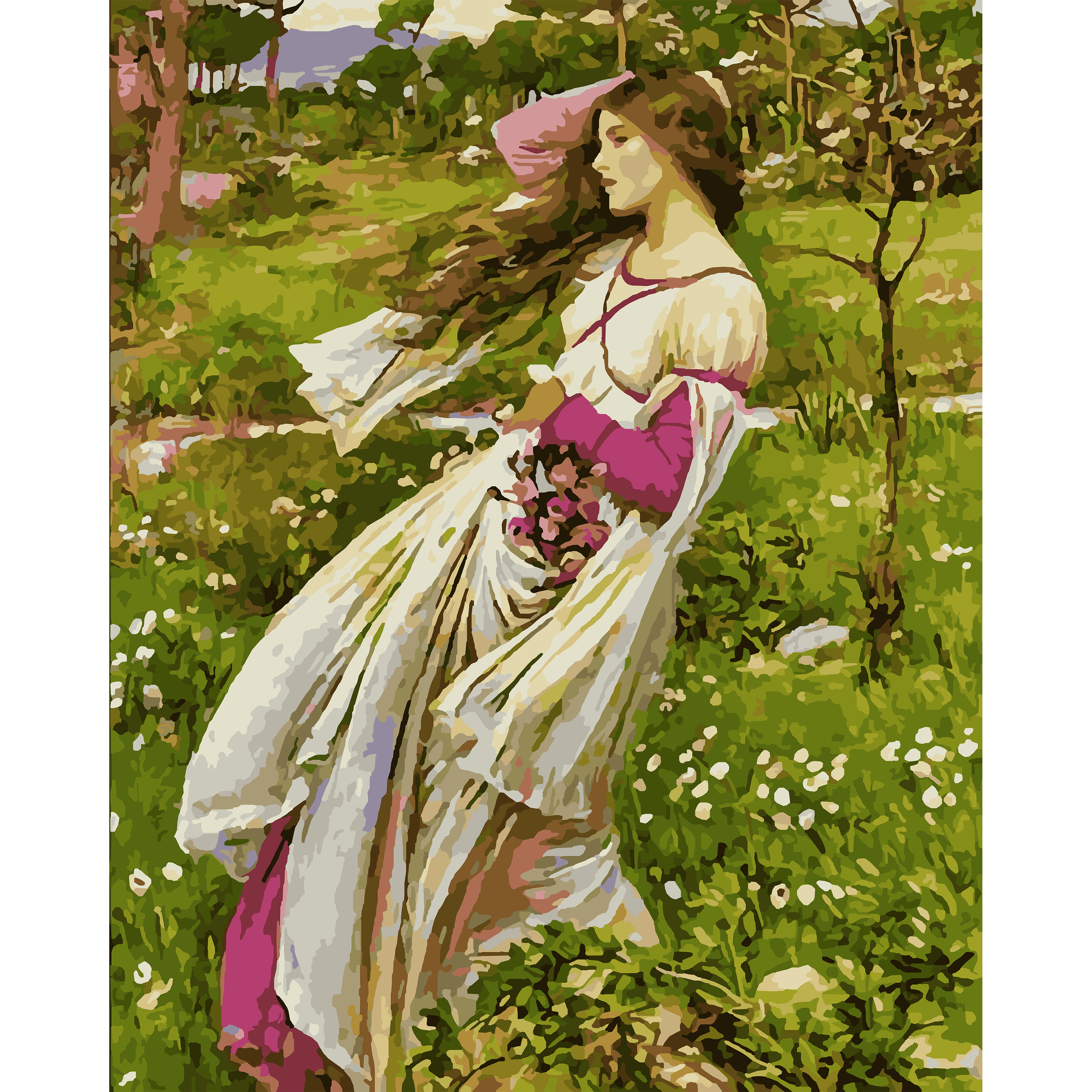 John William Waterhouse’s Windflowers (1902) Paint-By-Number Kit