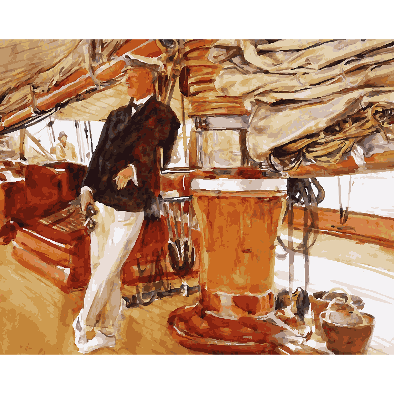 On the Deck of the Yacht Constellation (1924) - John Singer Sargent Paint-by-Number