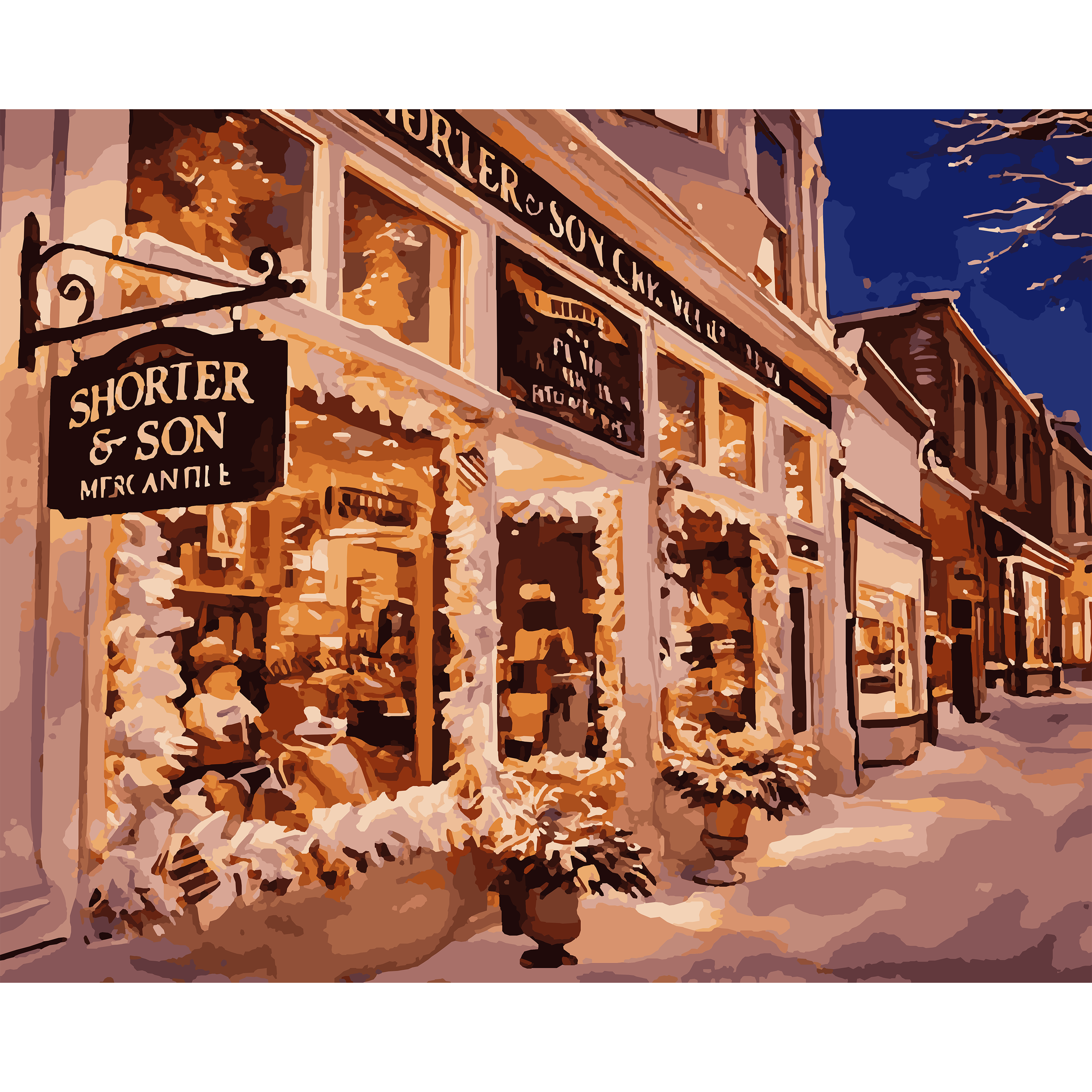 Shorter & Son Mercantile Winter Evening - Petoskey Paint-By-Number Kit