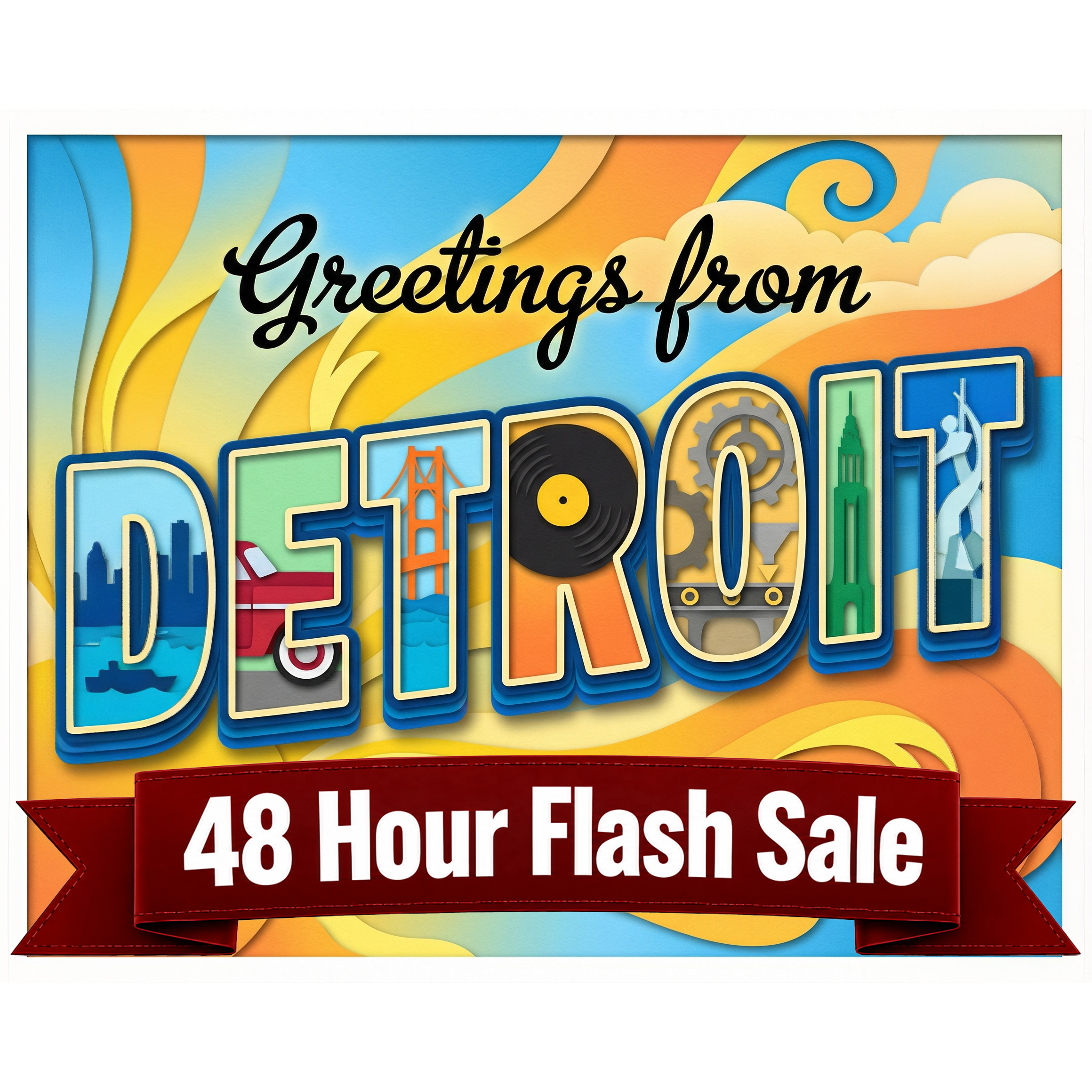 Greetings From Detroit Michigan Paint-By-Number Kit