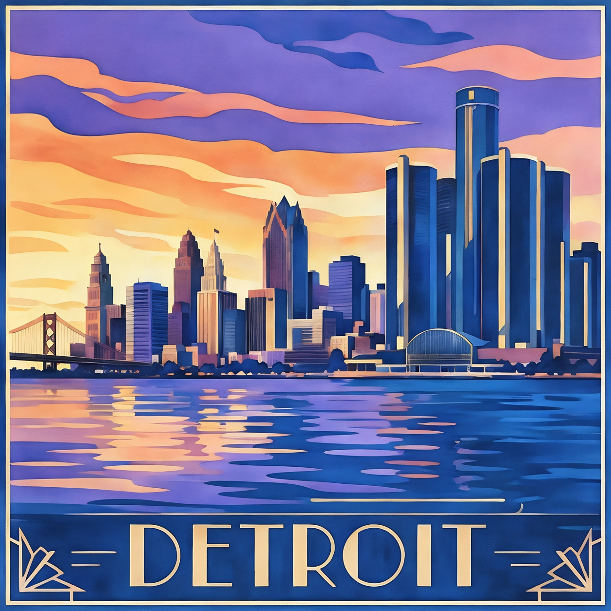 Detroit Deco Skyline - 10x10 Mini Paint-by-Number Kit