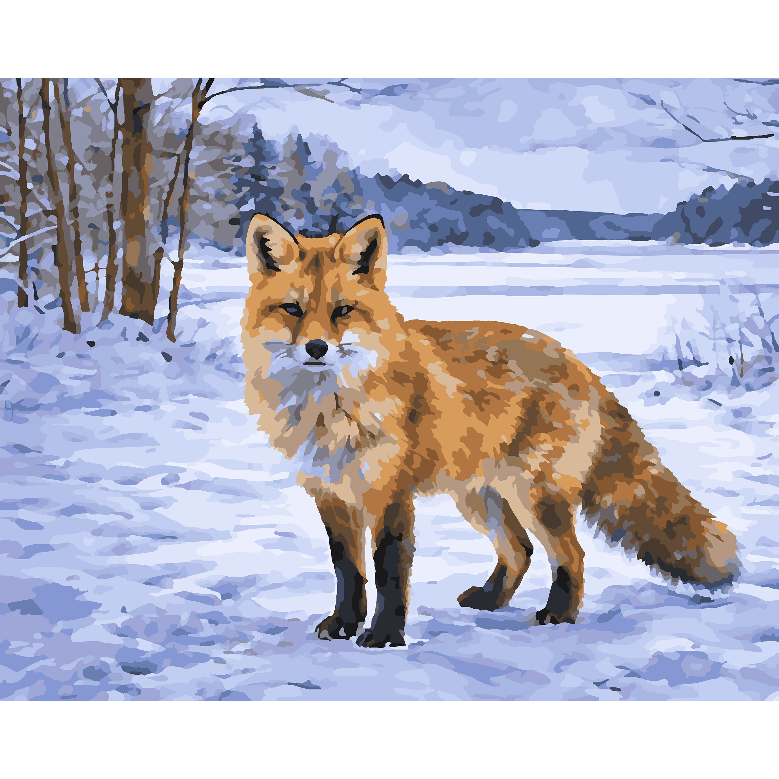 Red Fox on Snowy Northwoods Lake - Michigan Paint-By-Number Kit