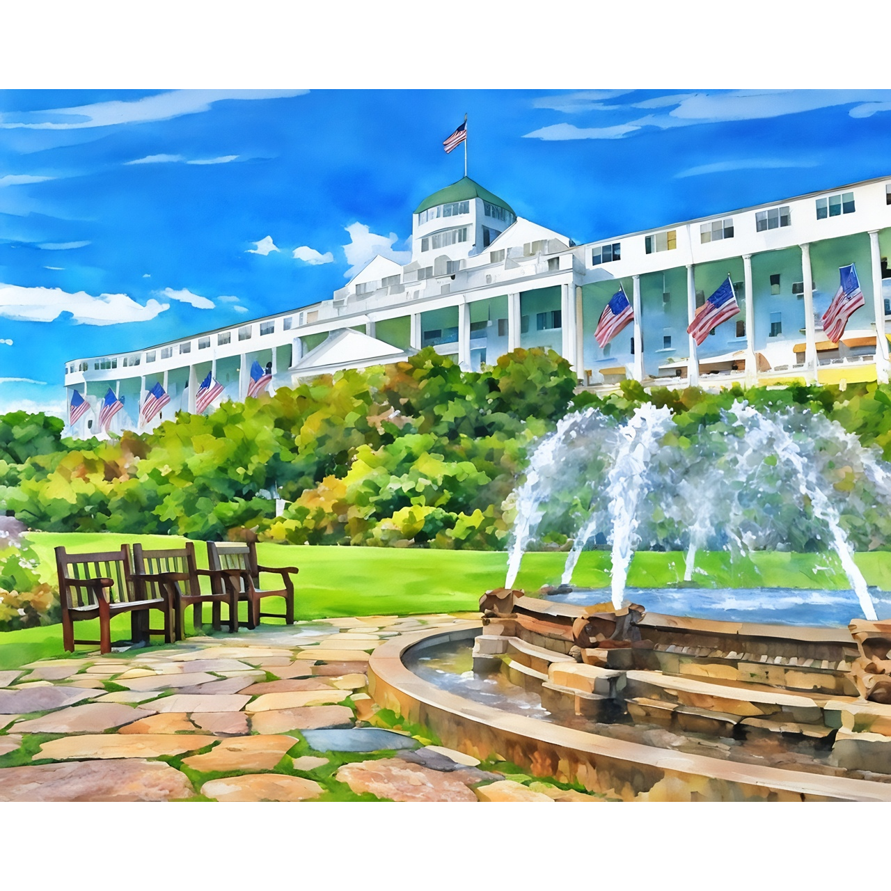 The Grand Hotel Fountain – Limited Edition Giclée Fine Art Print